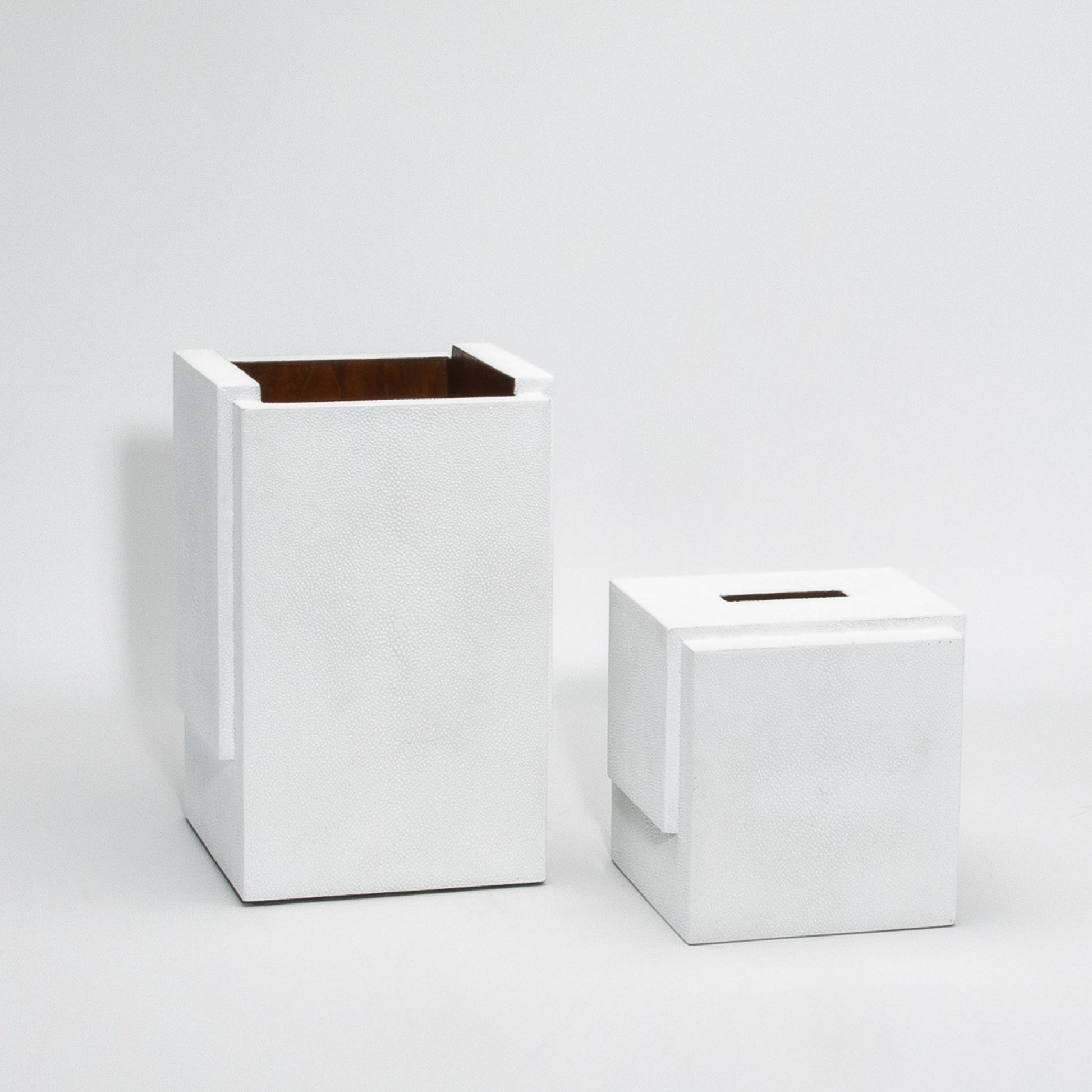 Waste Bin in White Shagreen by R&Y Augousti