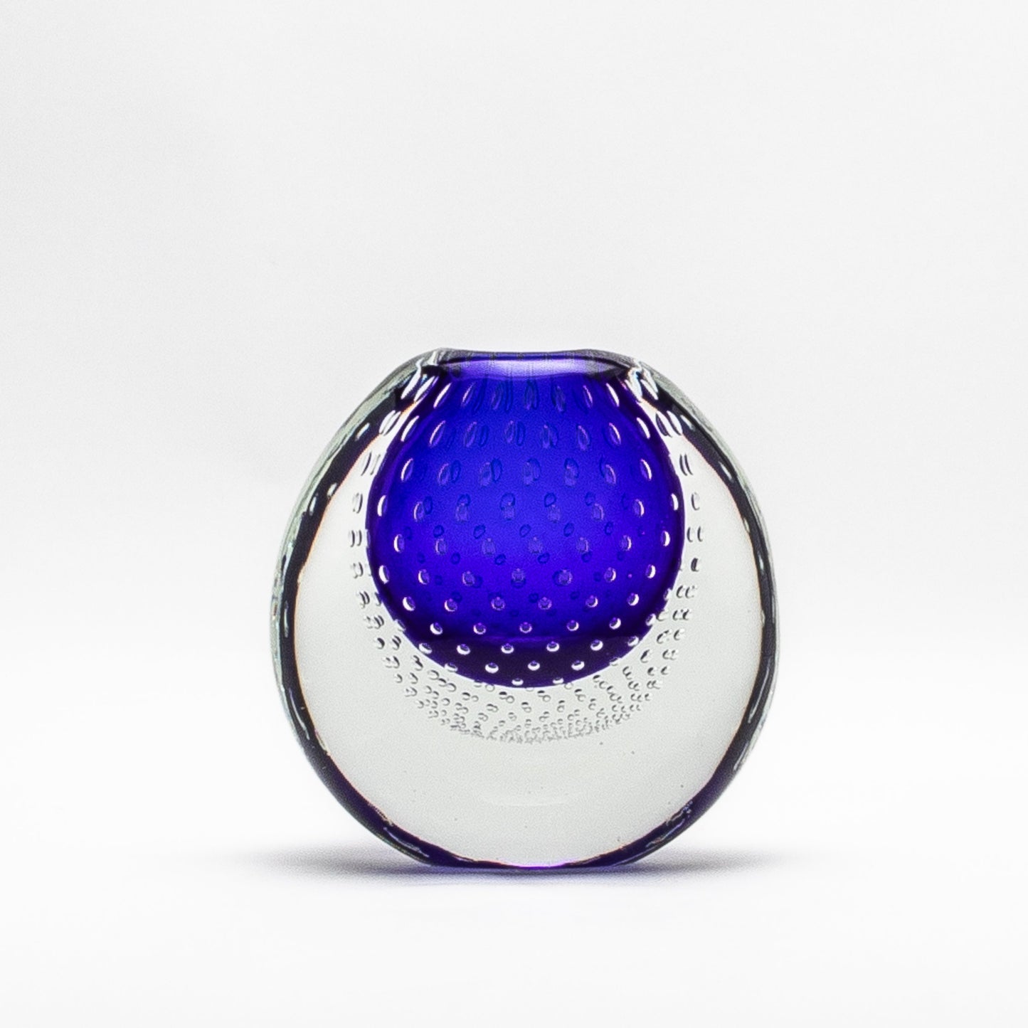 Murano Vase in Cobalt Blue with Bubbles