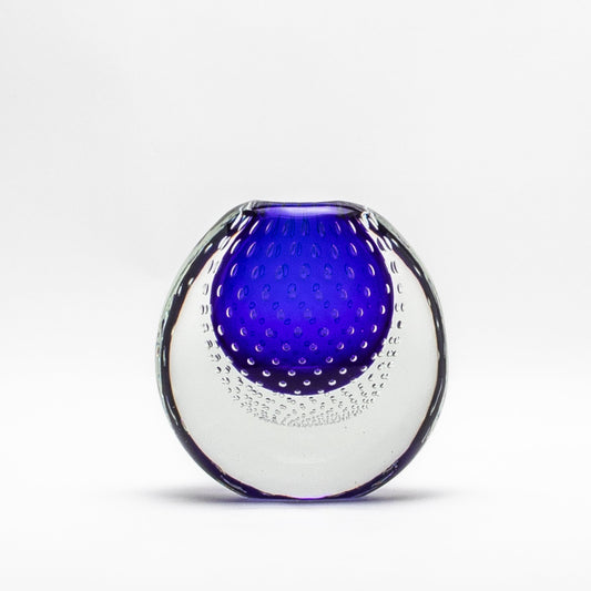 Murano Vase in Cobalt Blue with Bubbles