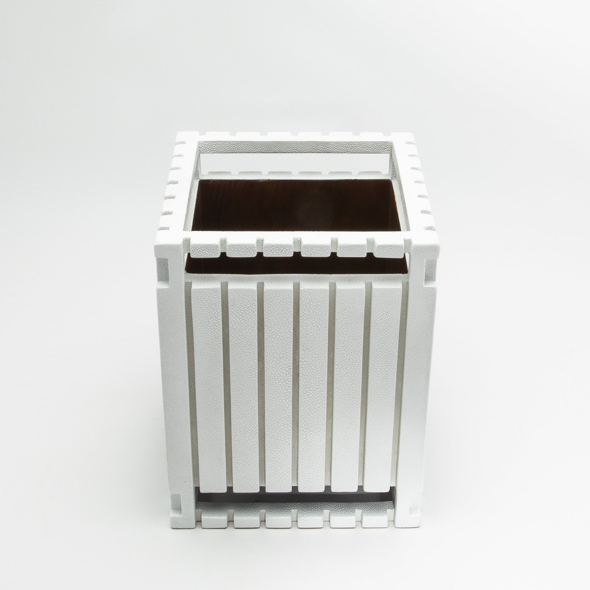 Waste Bin in White Shagreen Detail by R&Y Augousti