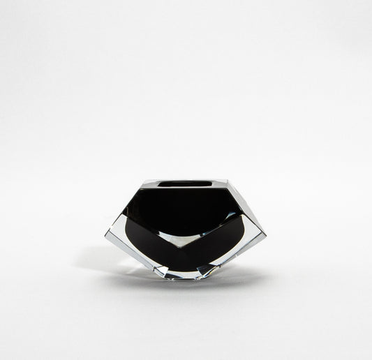 Murano Ashtray in Clear and Onyx Black