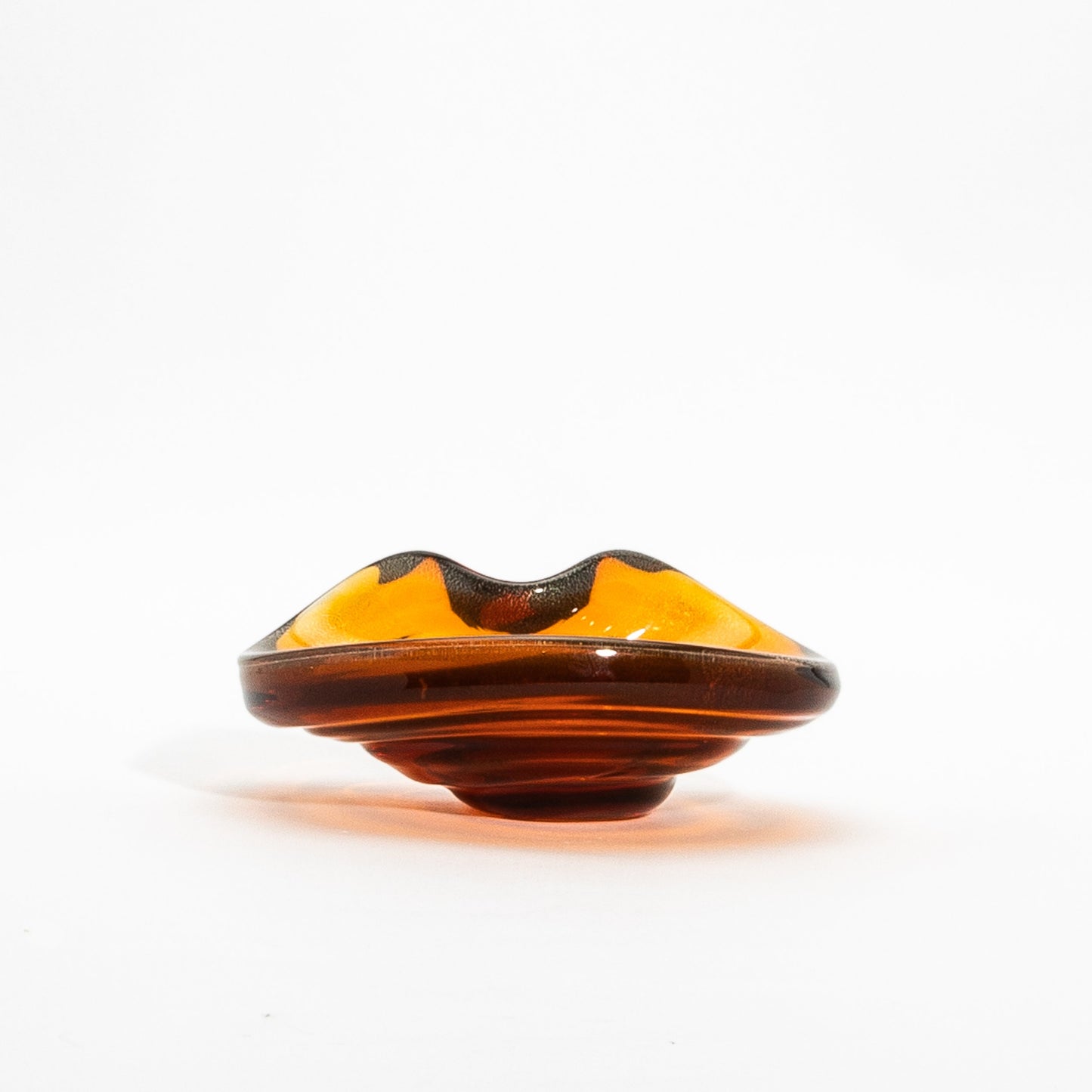Murano Dish in Amber with 24-Karat Gold Flecks and Curved Detailing