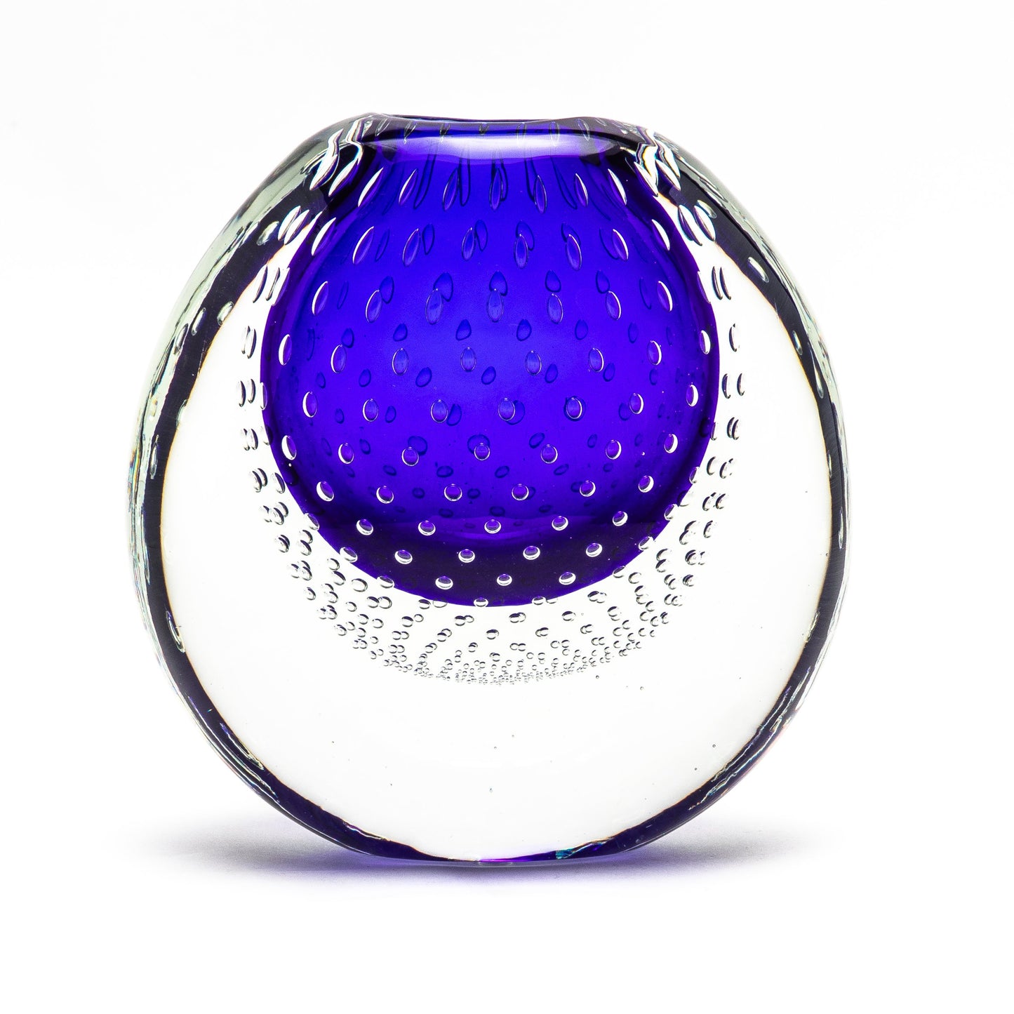 Murano Vase in Cobalt Blue with Bubbles