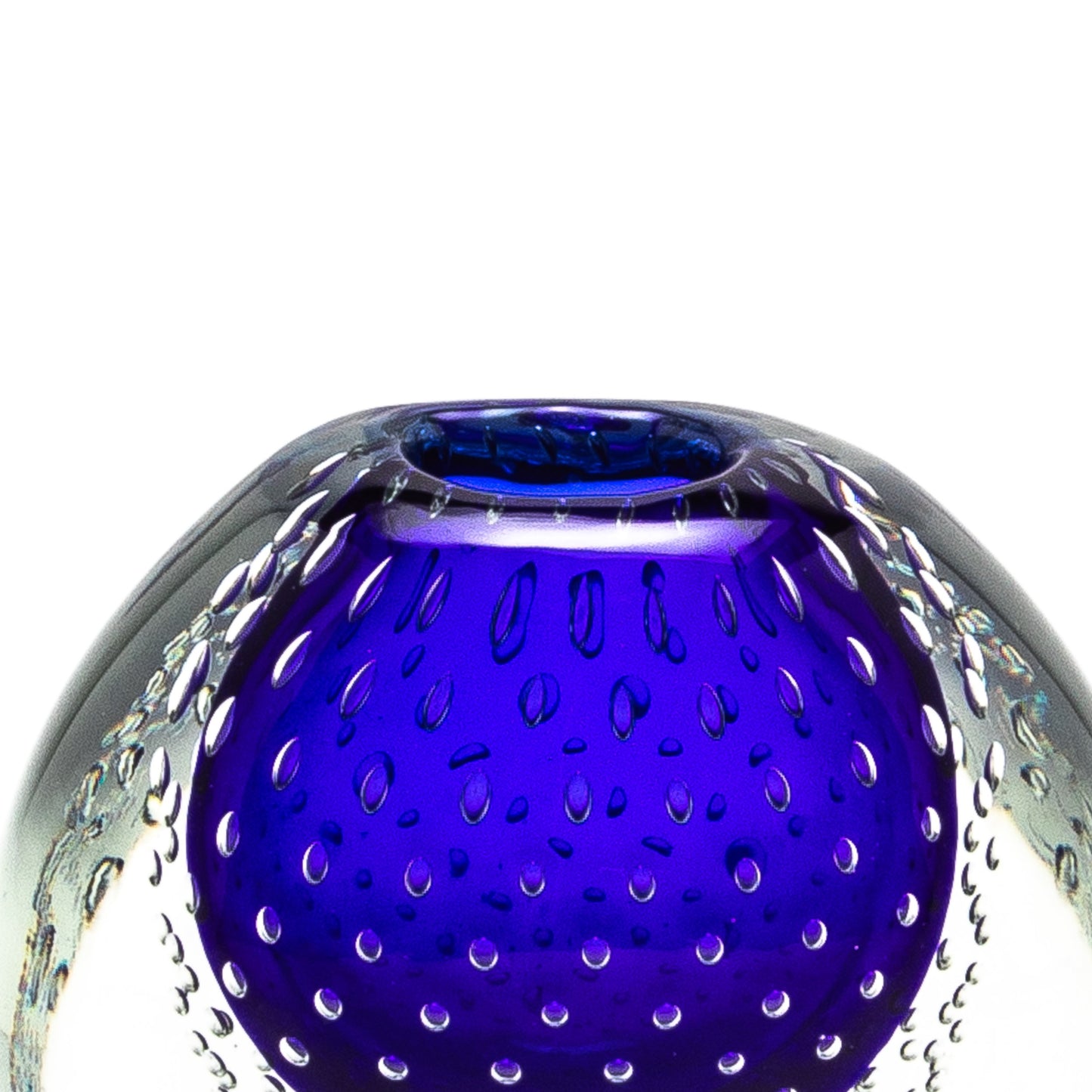 Murano Vase in Cobalt Blue with Bubbles