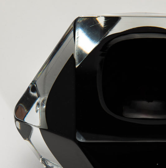 Murano Ashtray in Clear and Onyx Black