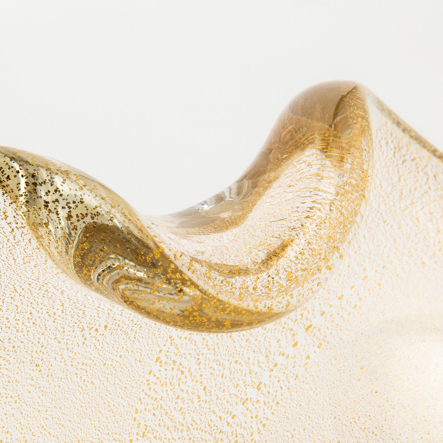 Murano Dish with 24-Karat Gold Flecks and Curved Detailing