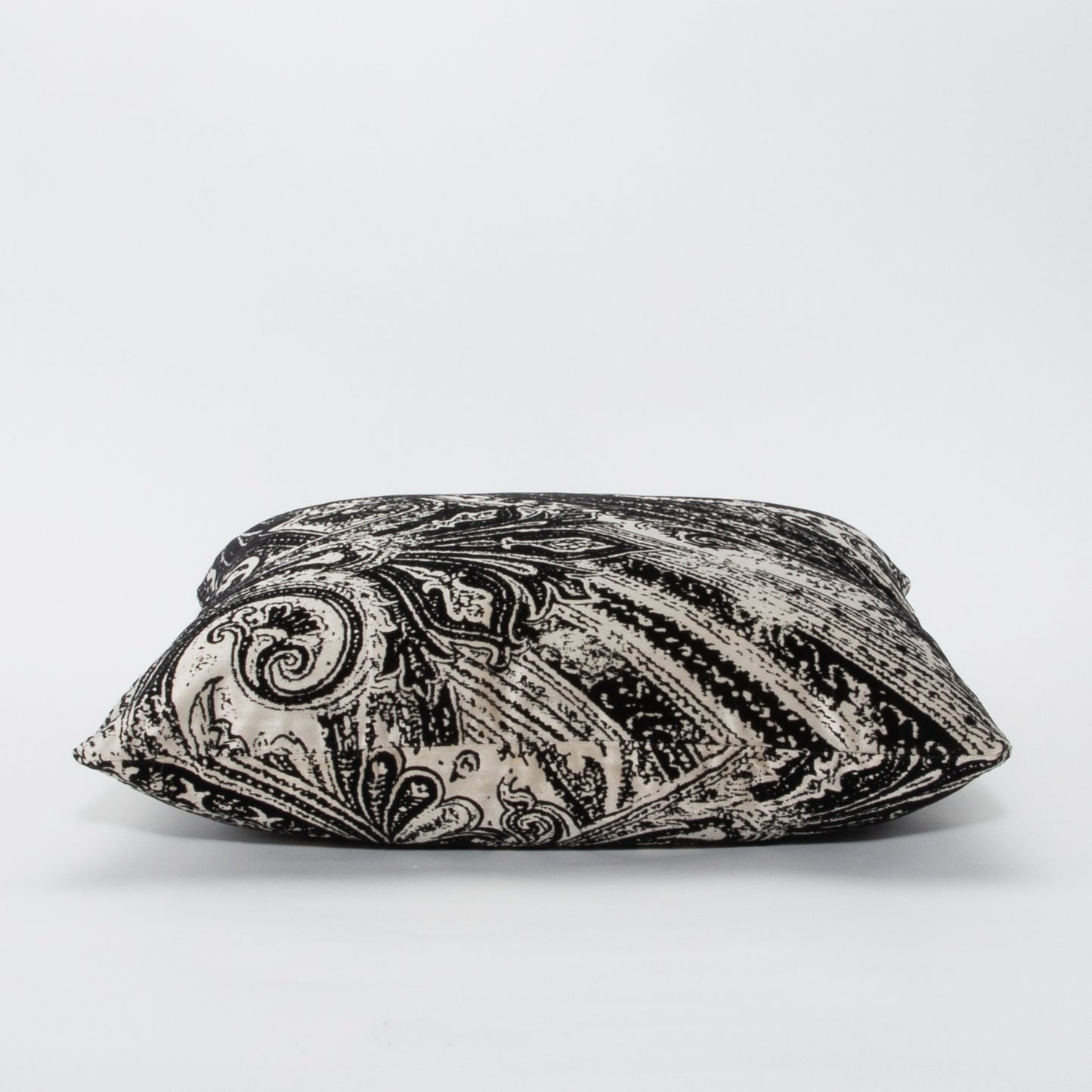 Black and White Paisley Velvet Pillow by MOGUL