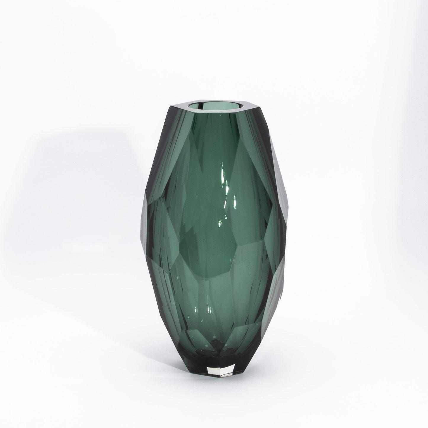 Murano Faceted Vase in Eucalyptus Green