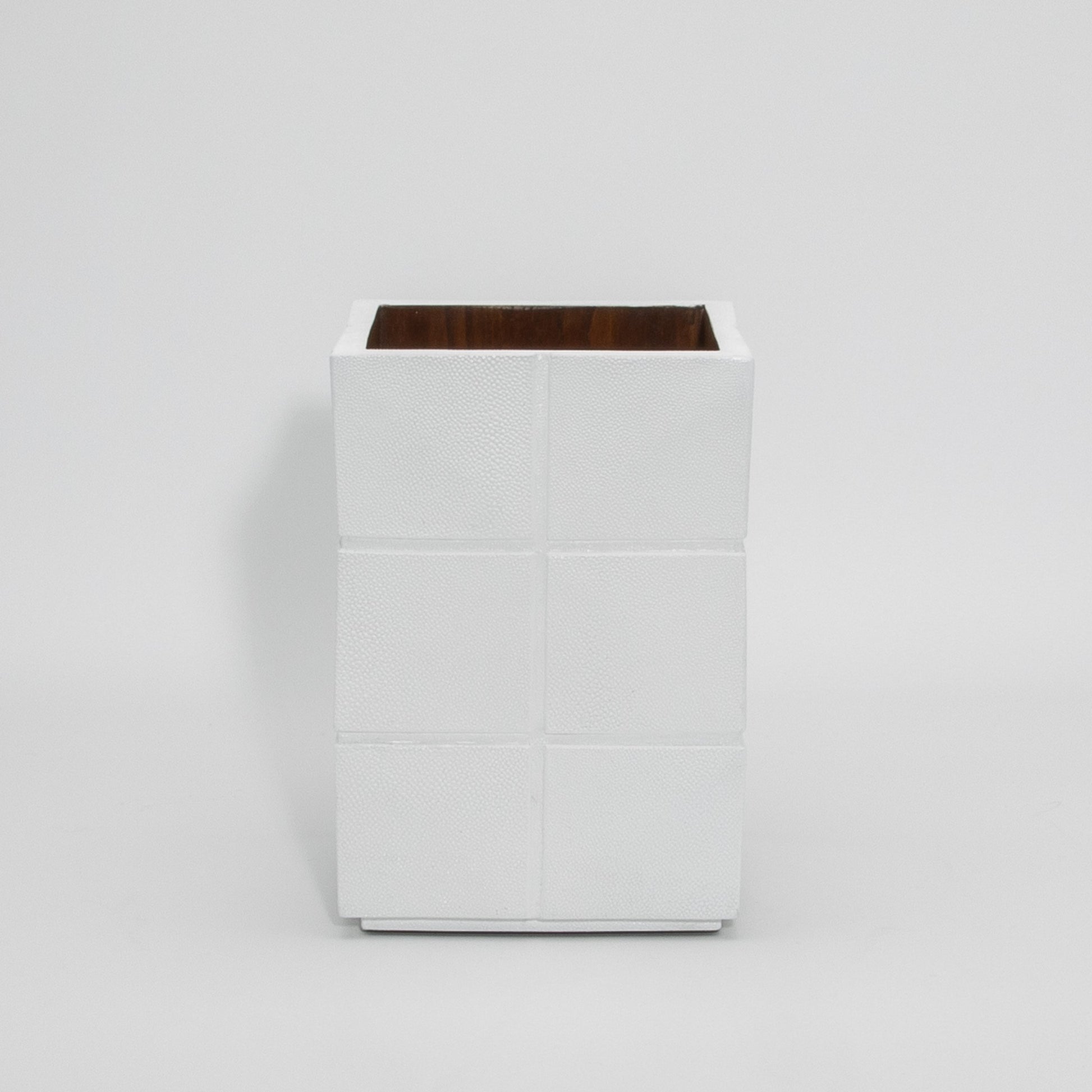 Waste Bin in White Shagreen by R&Y Augousti