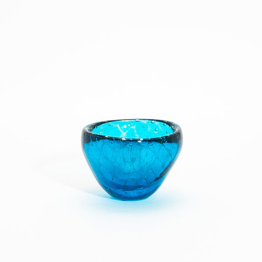 Murano Bowl in Aqua Blue with 24-Karat Gold Flecks