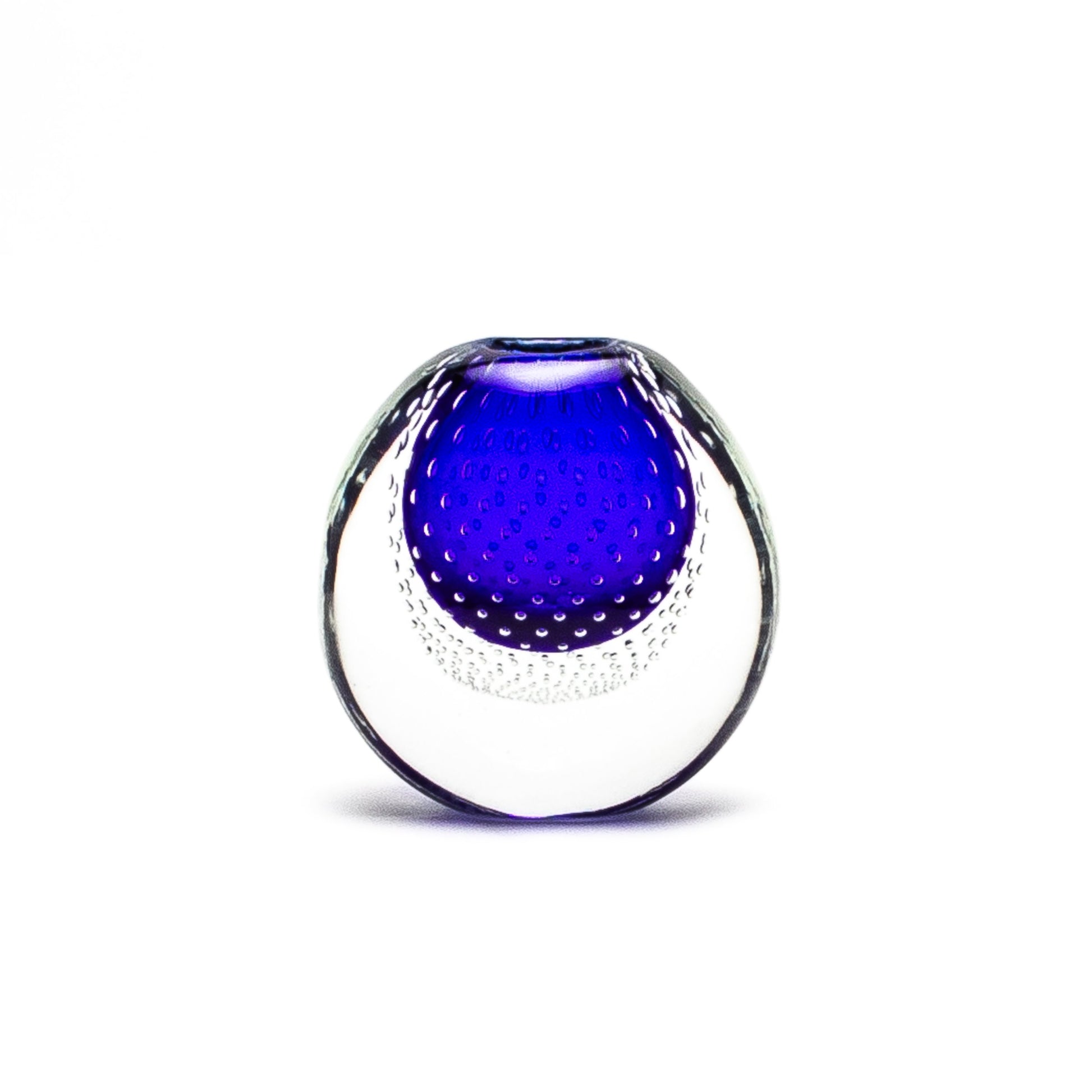 Murano Vase in Cobalt Blue with Bubbles