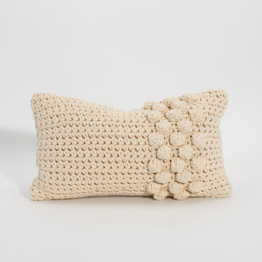 Cream Macrame Kidney Pillow