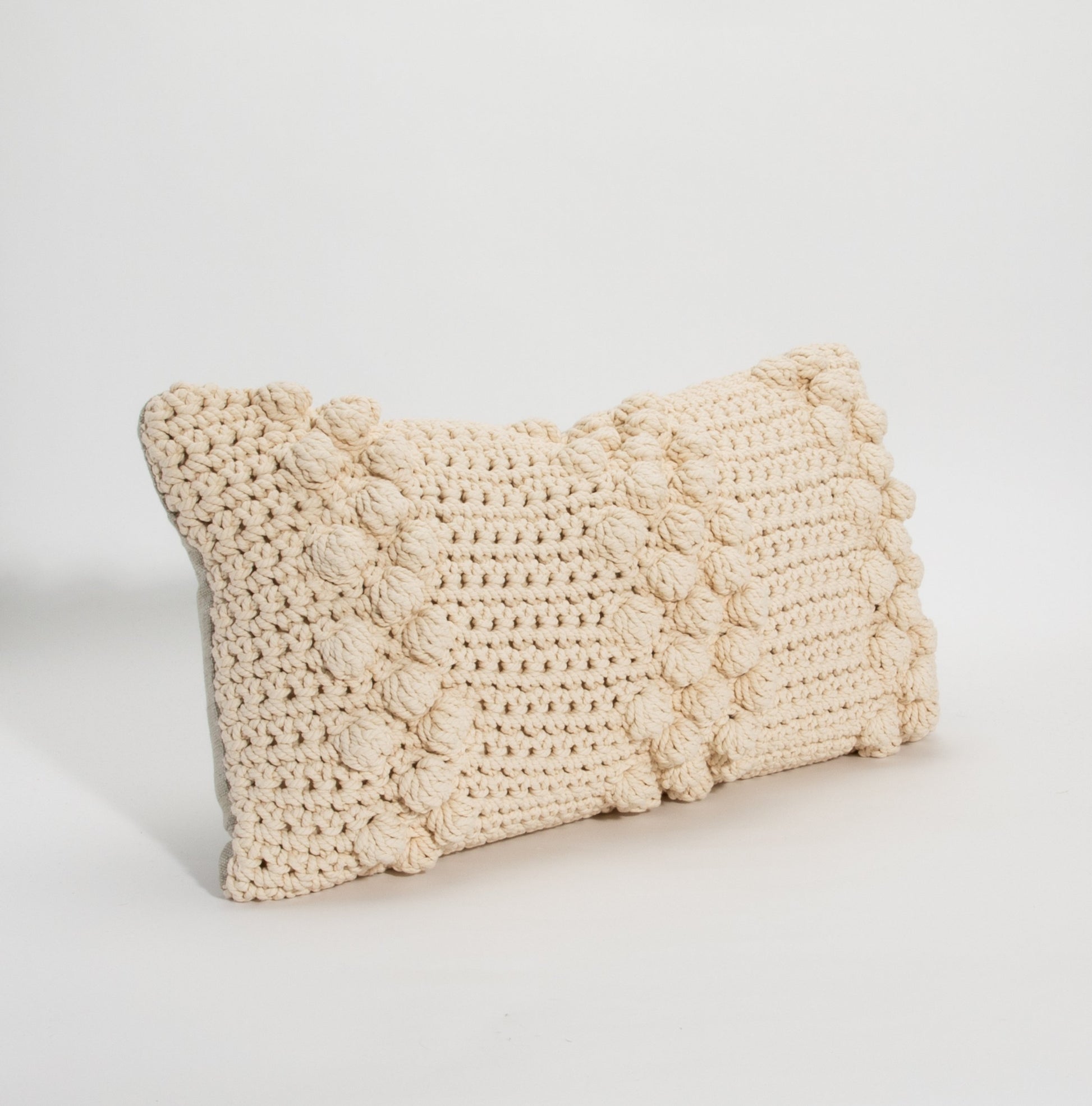 Cream Macrame Kidney Pillow