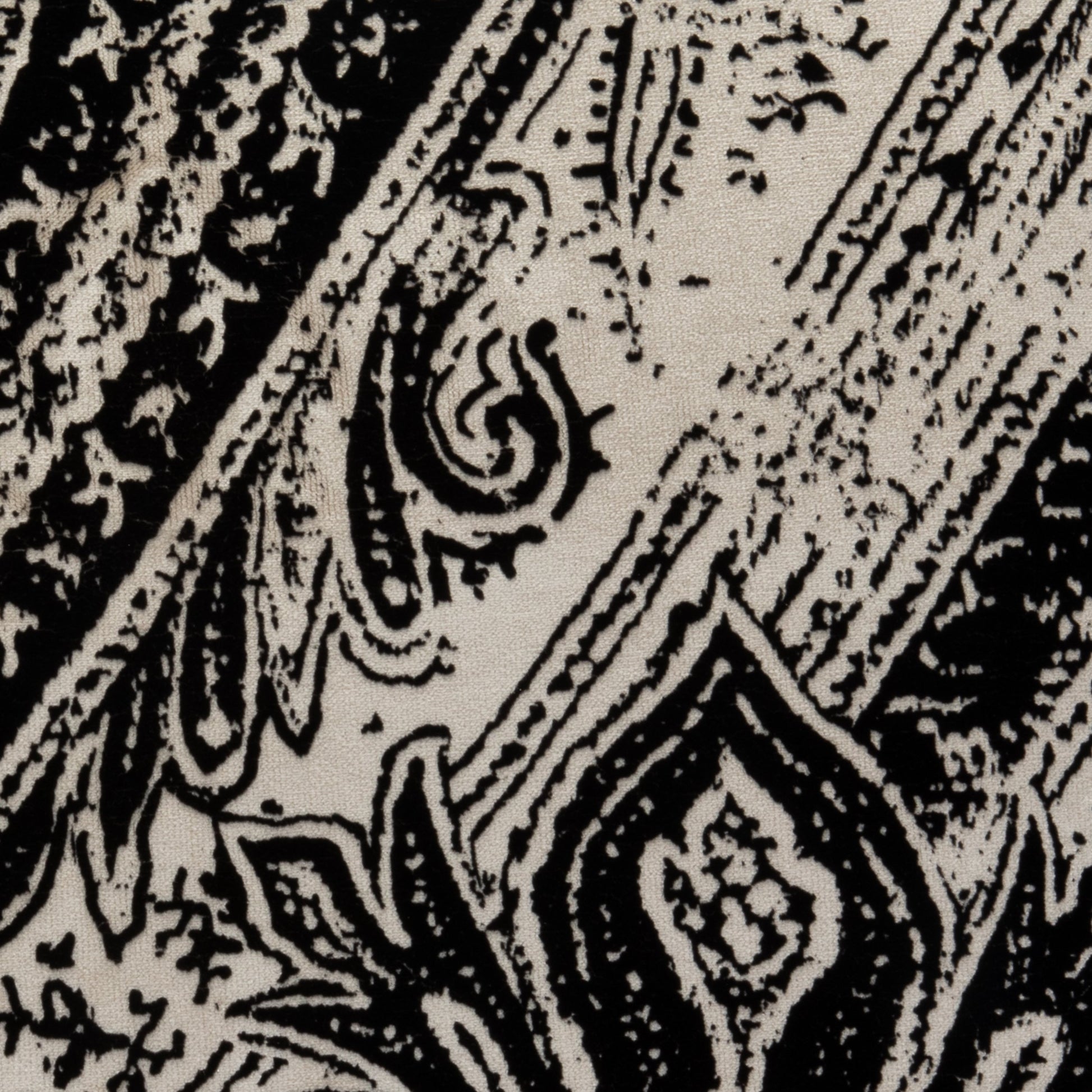Black and White Paisley Velvet Pillow by MOGUL