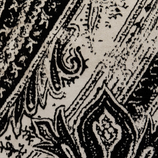 Black and White Paisley Velvet Pillow by MOGUL