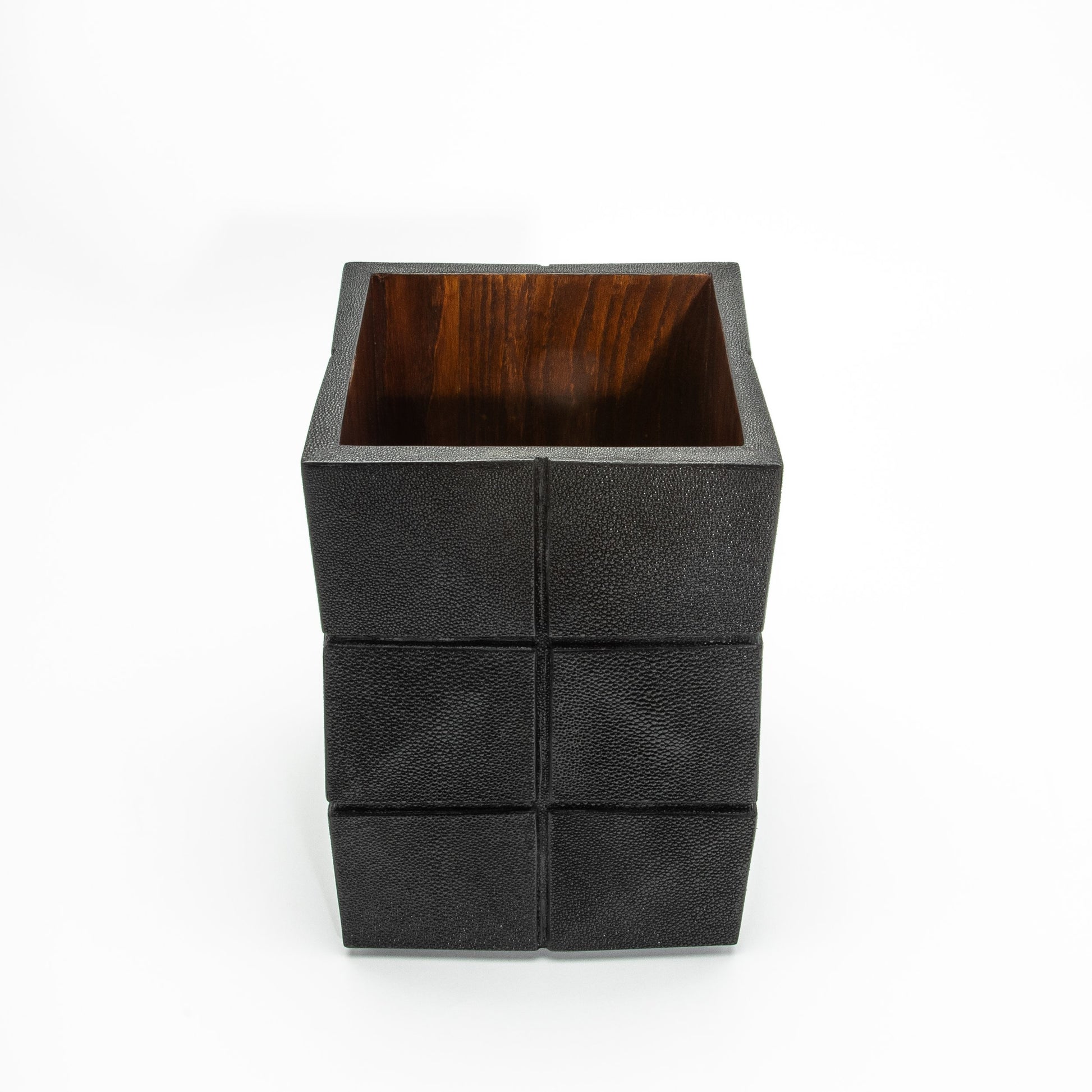 Waste Bin in Black Shagreen by R&Y Augousti
