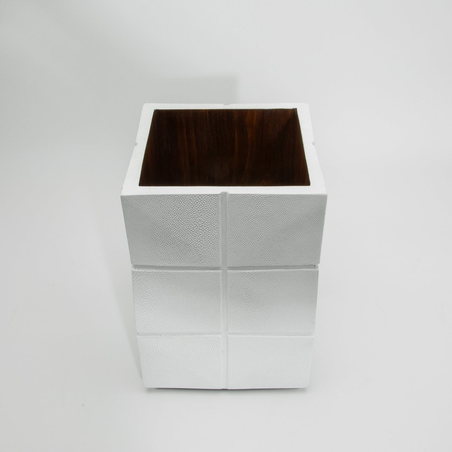 Waste Bin in White Shagreen by R&Y Augousti