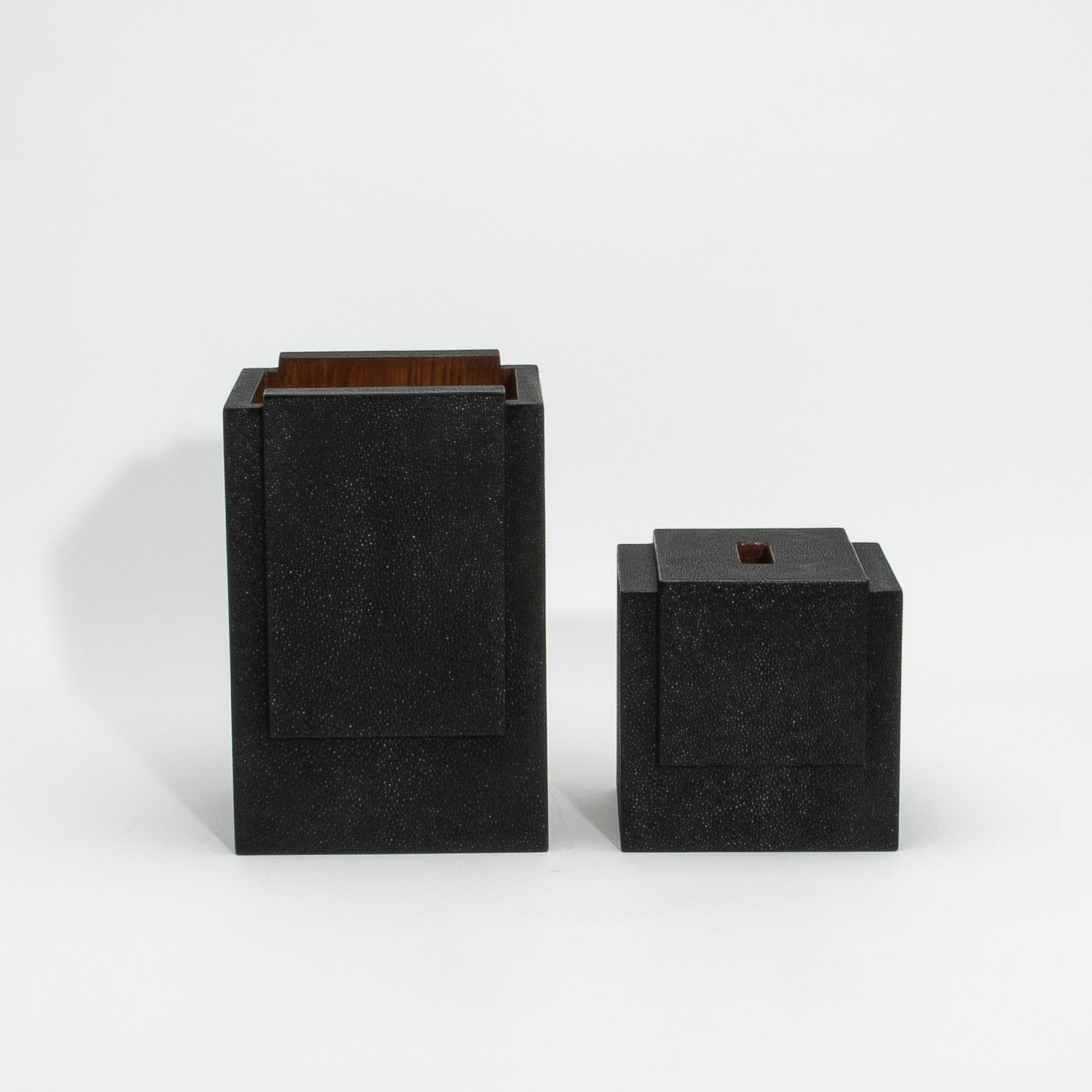 Waste Bin in Black Shagreen by R&Y Augousti