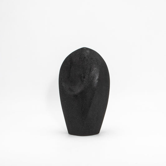 Modern Abstract Sculpture in Black Shagreen by Patrick Coard Paris
