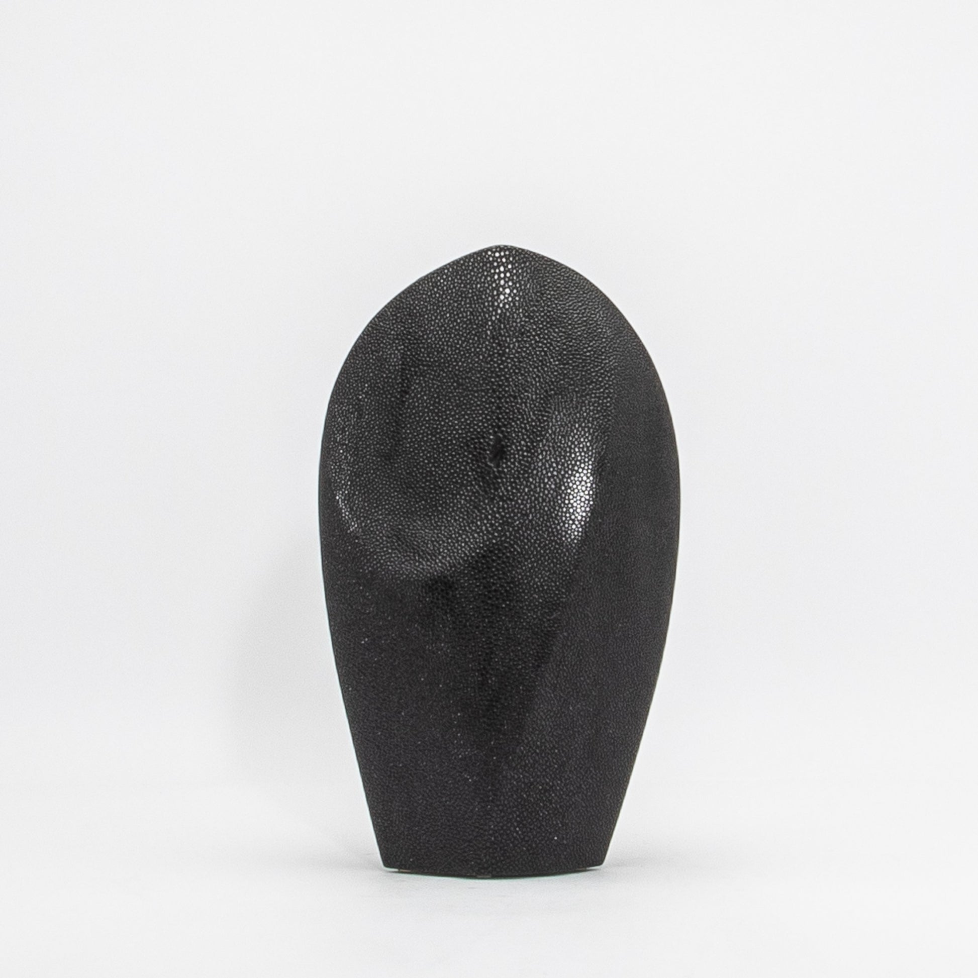 Modern Abstract Sculpture in Black Shagreen by Patrick Coard Paris