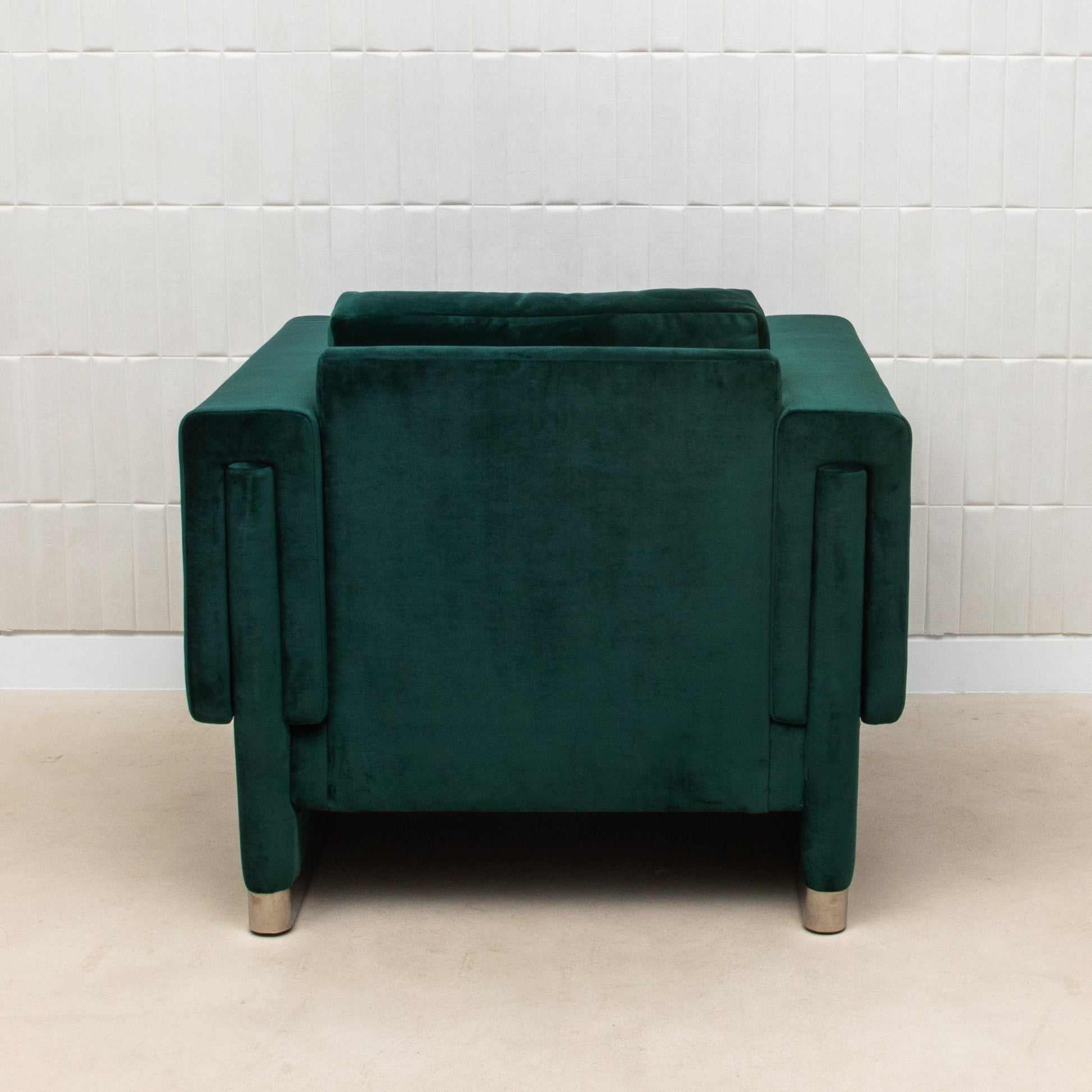 Chair in Green Velvet with Stainless Steel by MOGUL