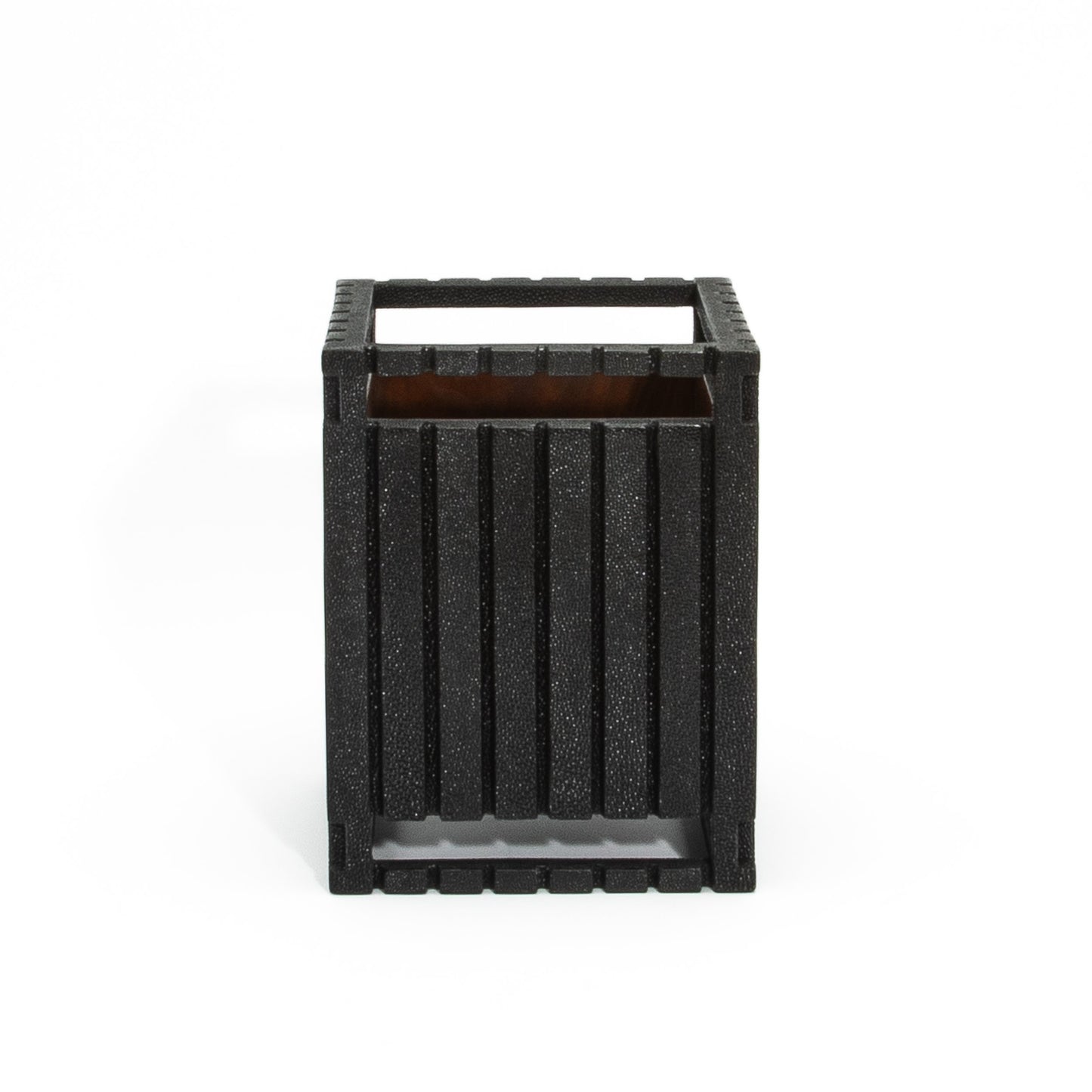 Waste Bin in Black Shagreen Detail by R&Y Augousti