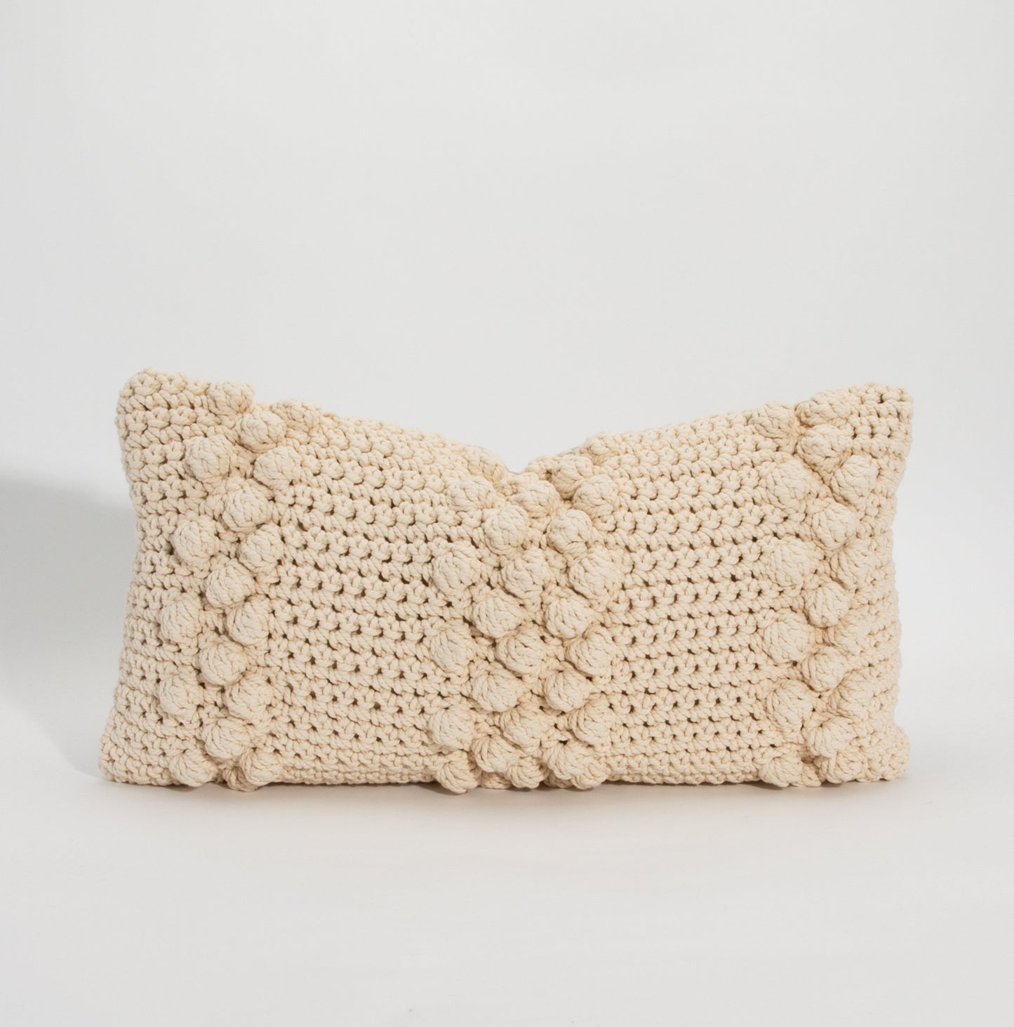 Cream Macrame Kidney Pillow