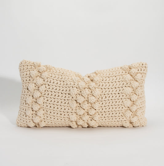 Cream Macrame Kidney Pillow