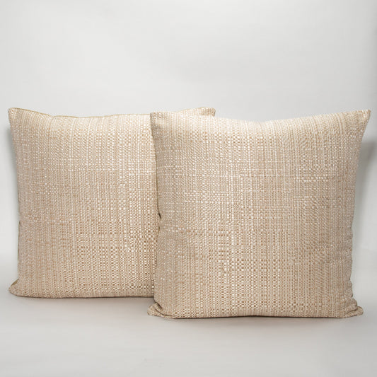 Tan Silk Weave Pillow by MOGUL