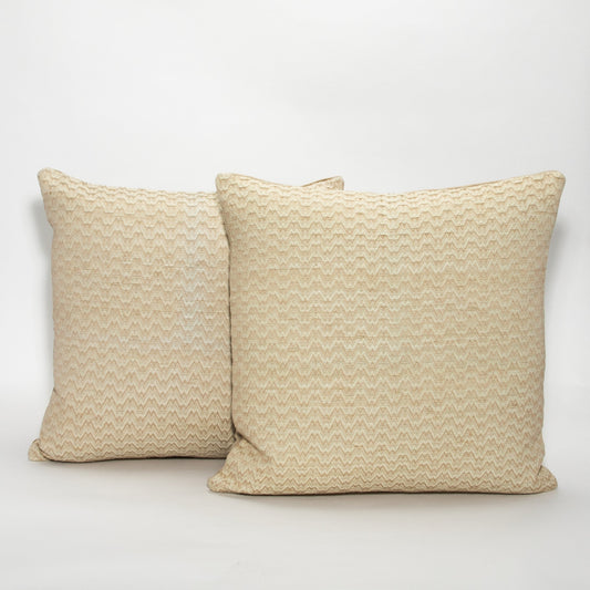 Tan Leather Chevron Pillow by MOGUL