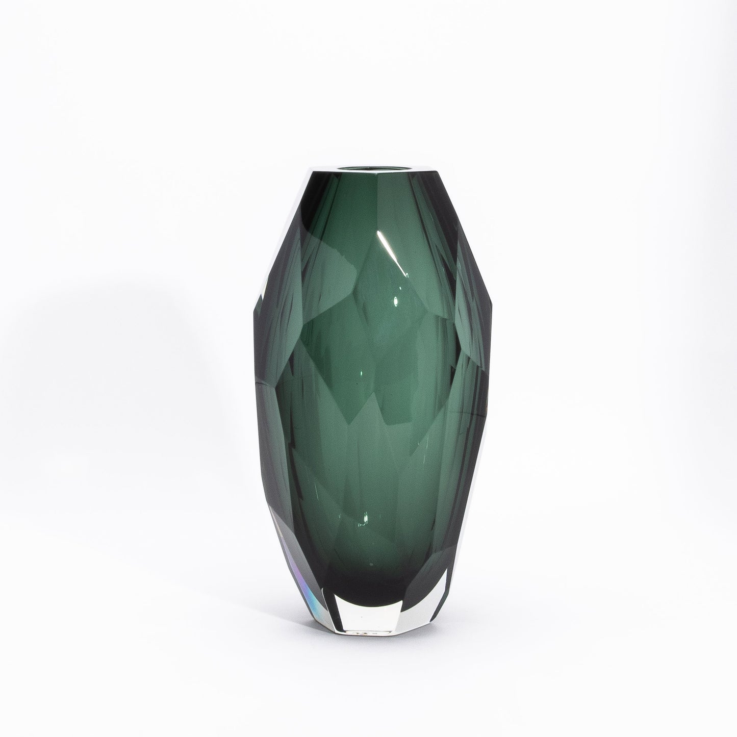 Murano Faceted Vase in Eucalyptus Green