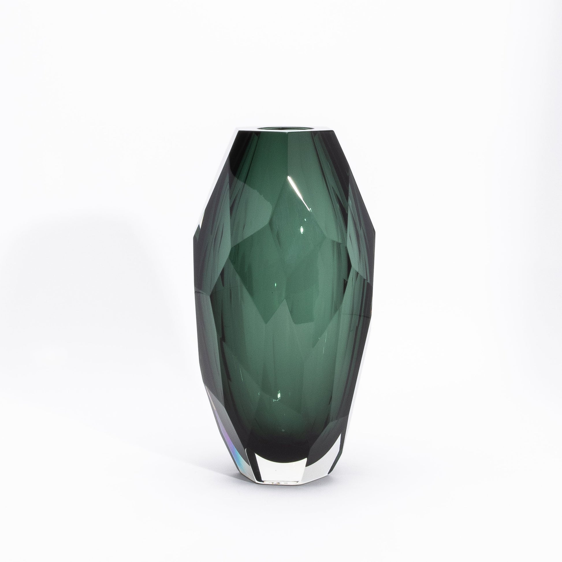 Murano Faceted Vase in Eucalyptus Green
