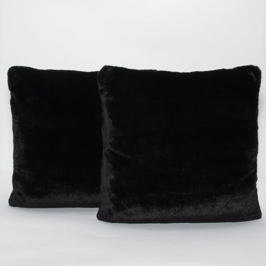 Black Faux Fur Pillow by MOGUL