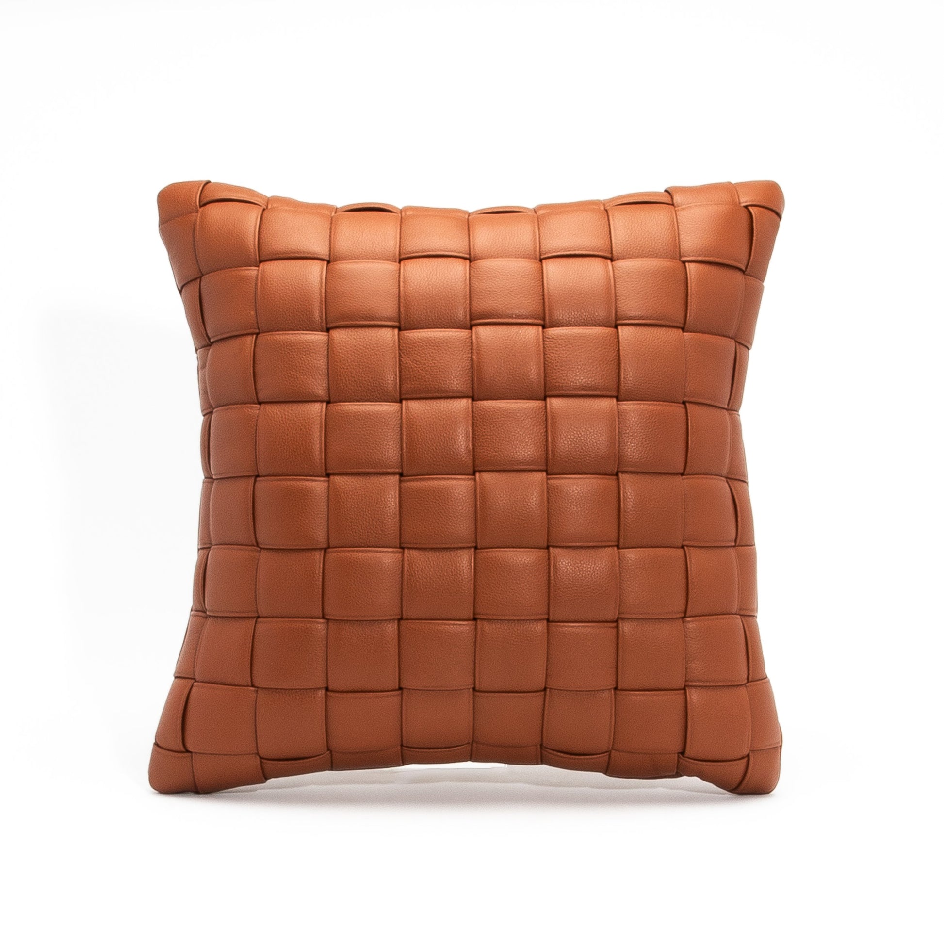 Brown Woven Leather Pillow