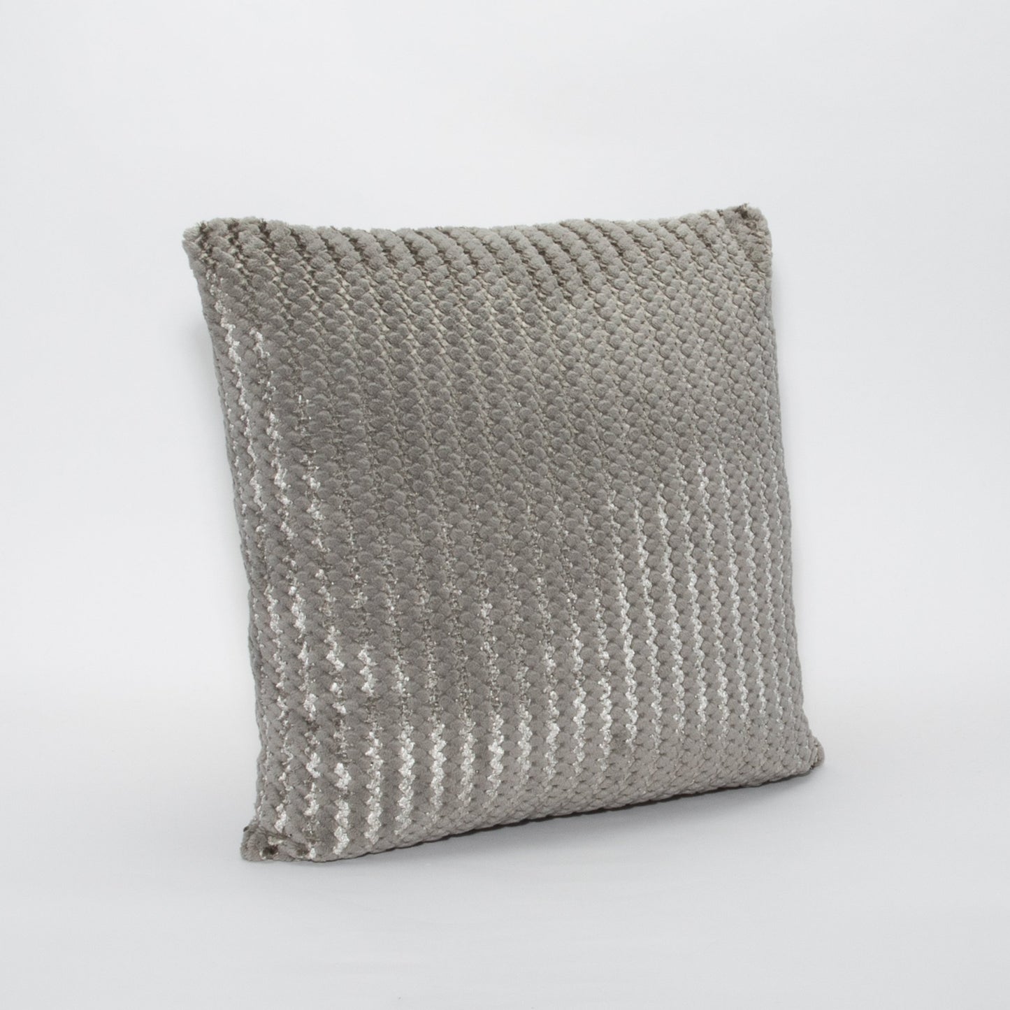 Silver Mixed Textured Pillow by MOGUL