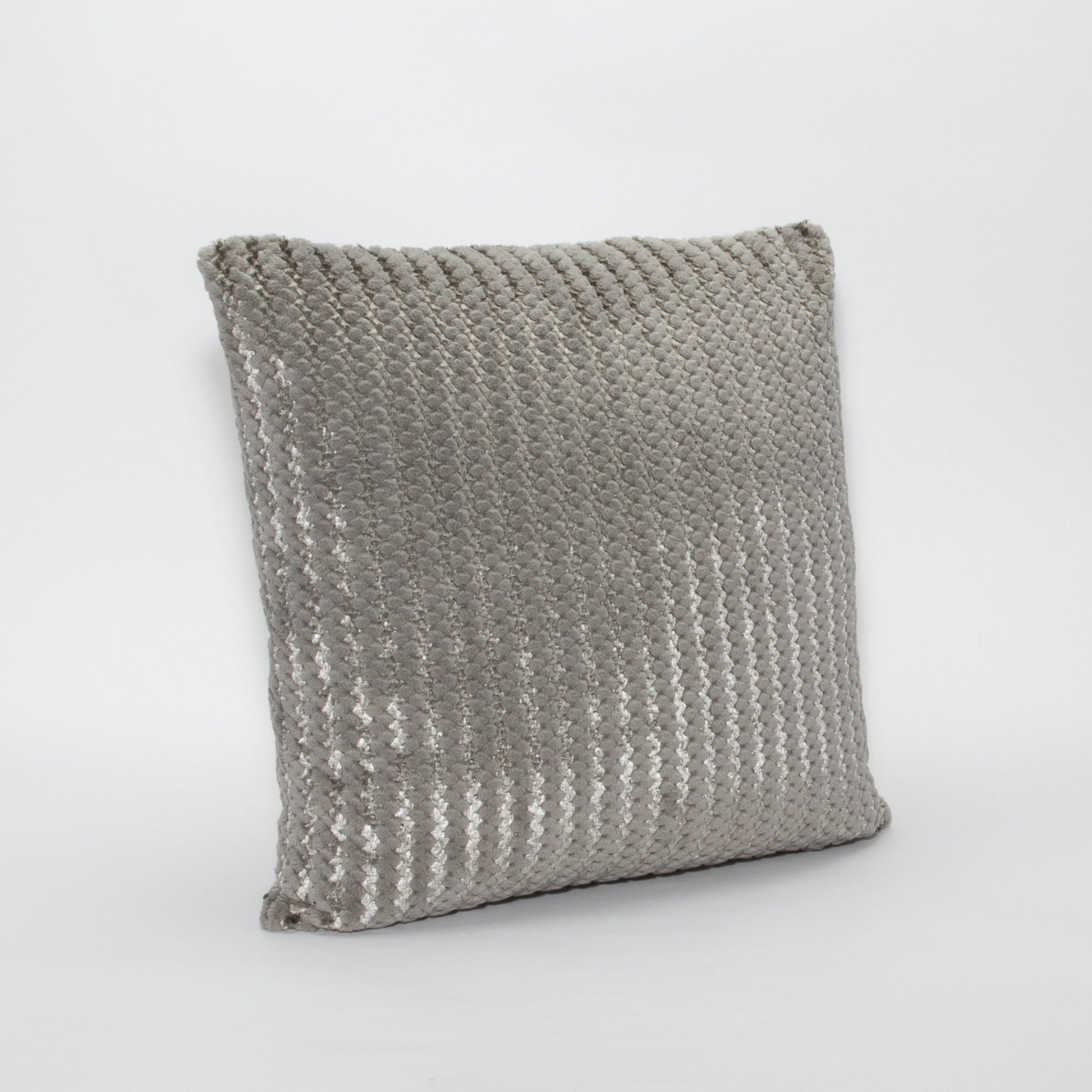 Silver Mixed Textured Pillow by MOGUL