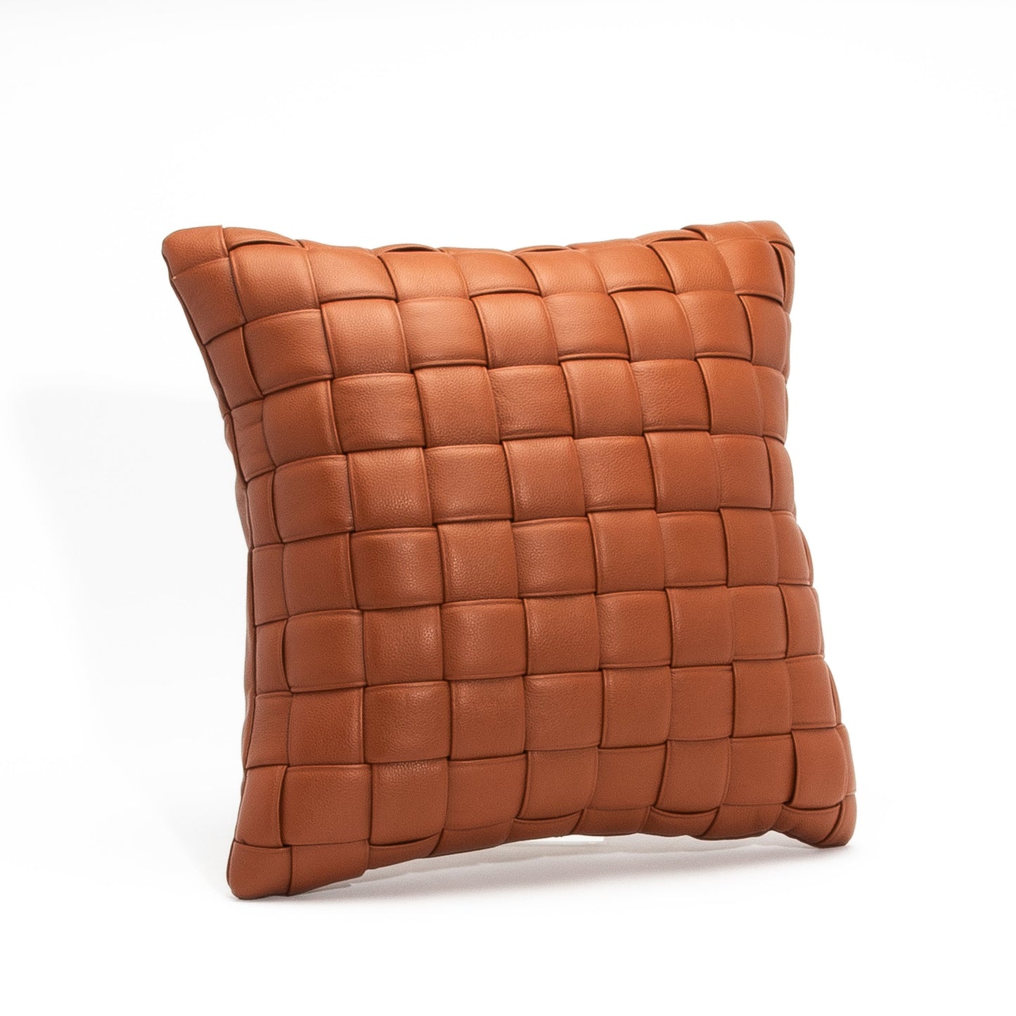 Brown Woven Leather Pillow