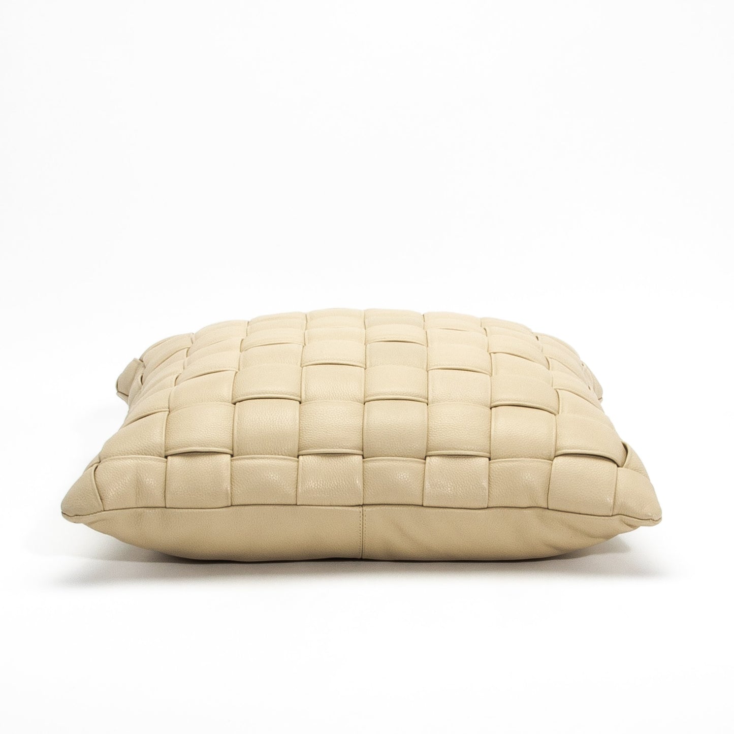 Cream Woven Leather Pillow