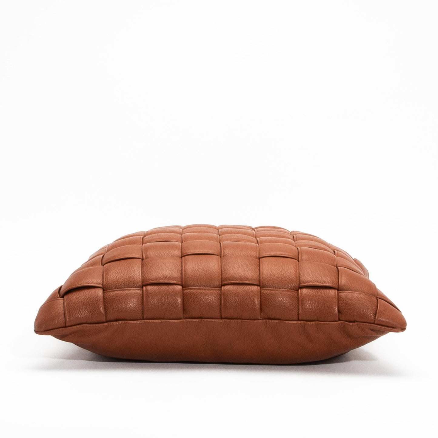 Brown Woven Leather Pillow