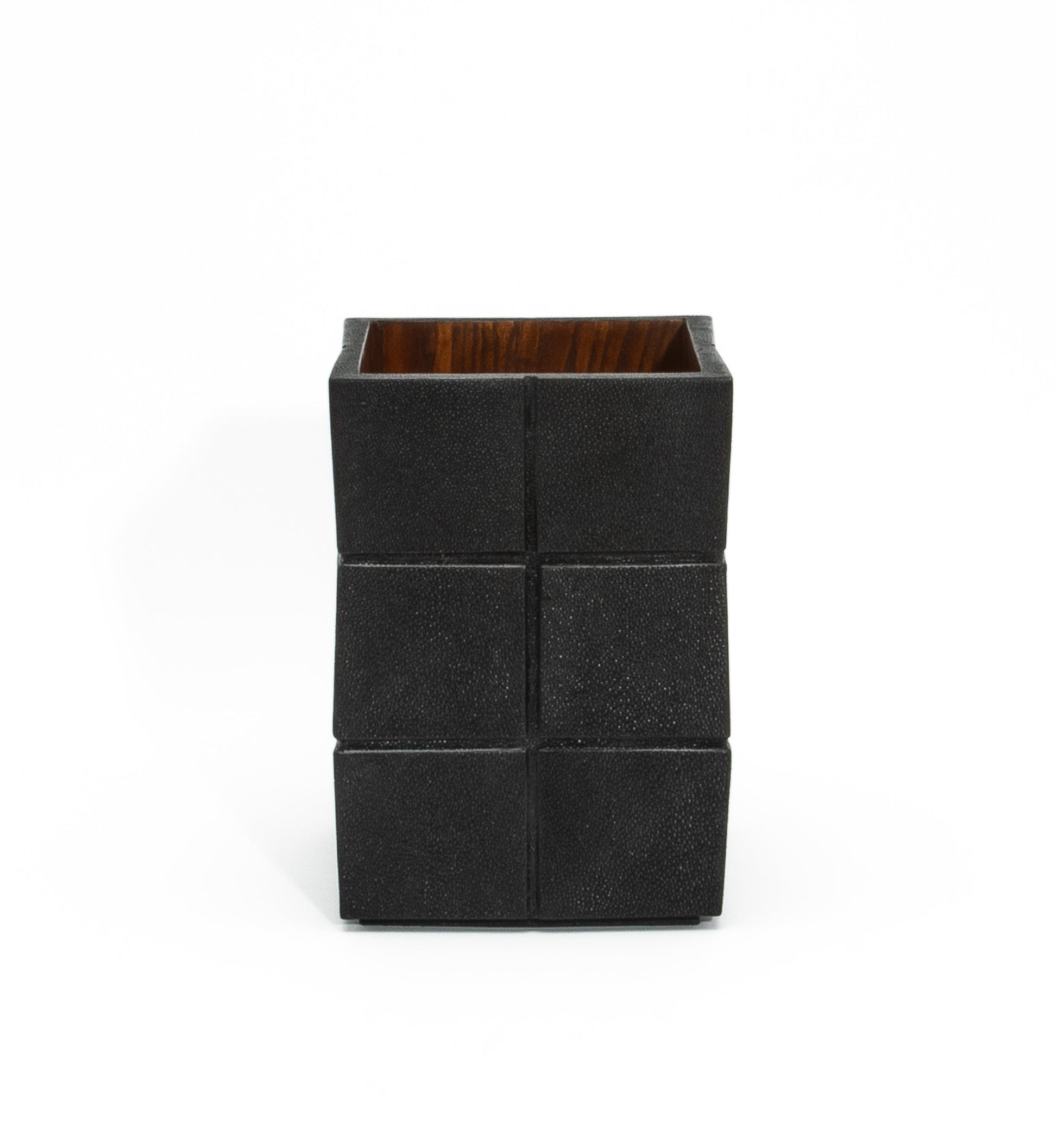 Waste Bin in Black Shagreen by R&Y Augousti