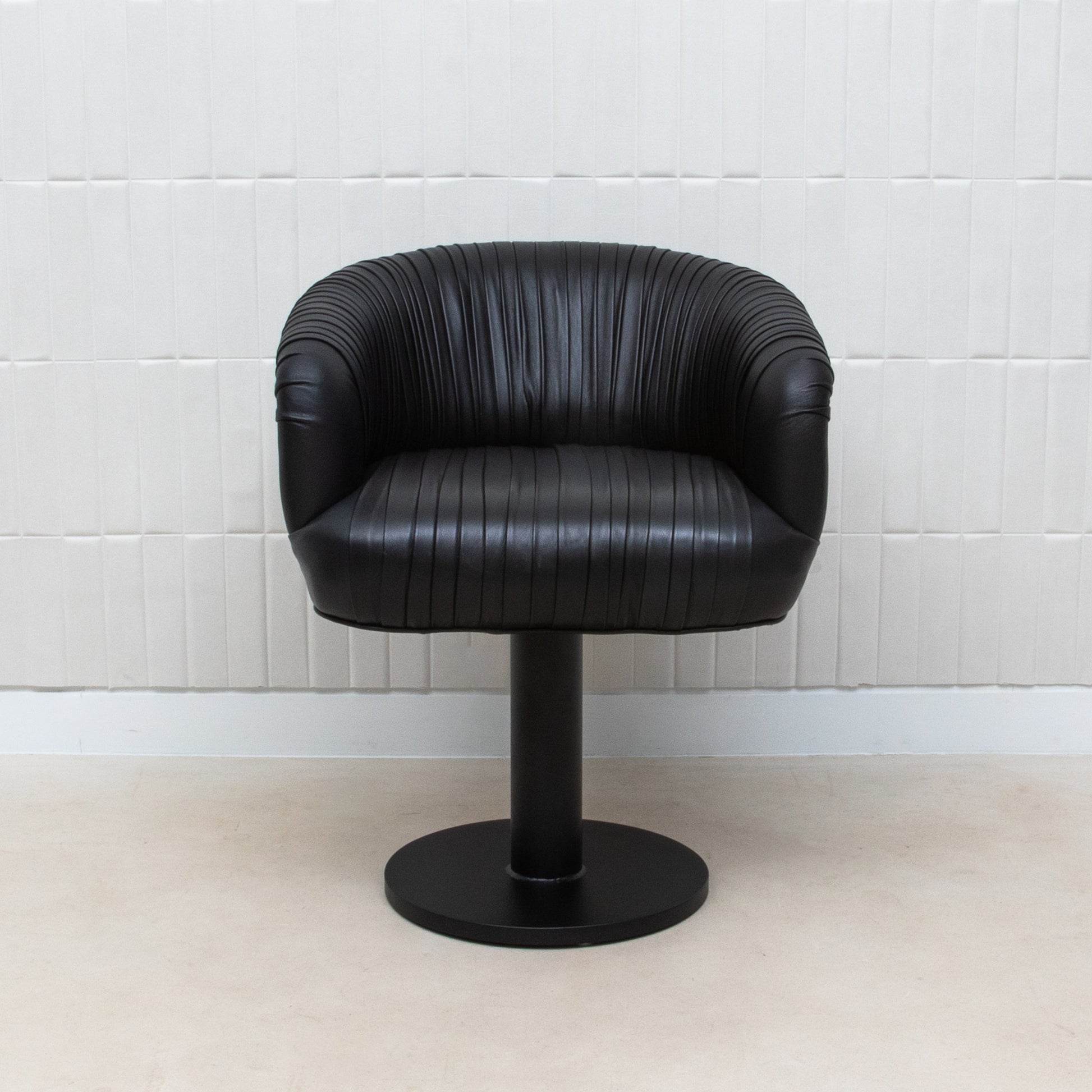 Black Leather Swivel Stool with Metal Base by MOGUL
