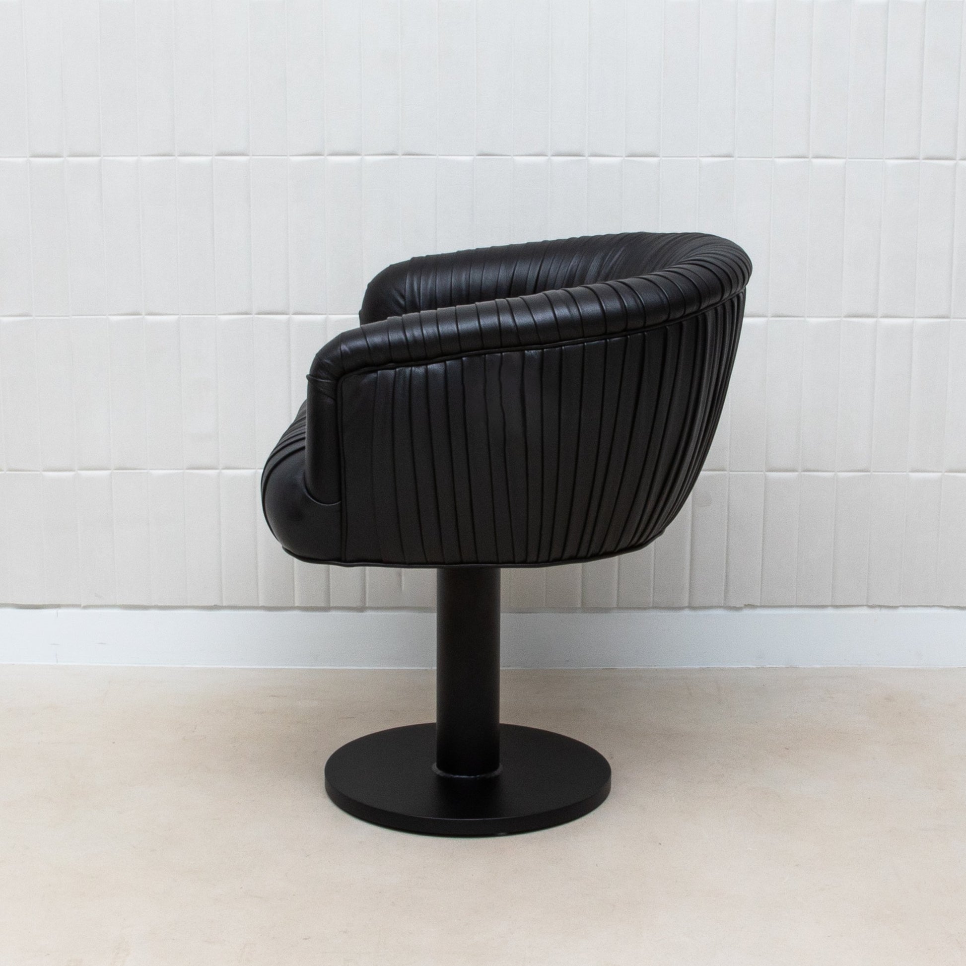 Black Leather Swivel Stool with Metal Base by MOGUL