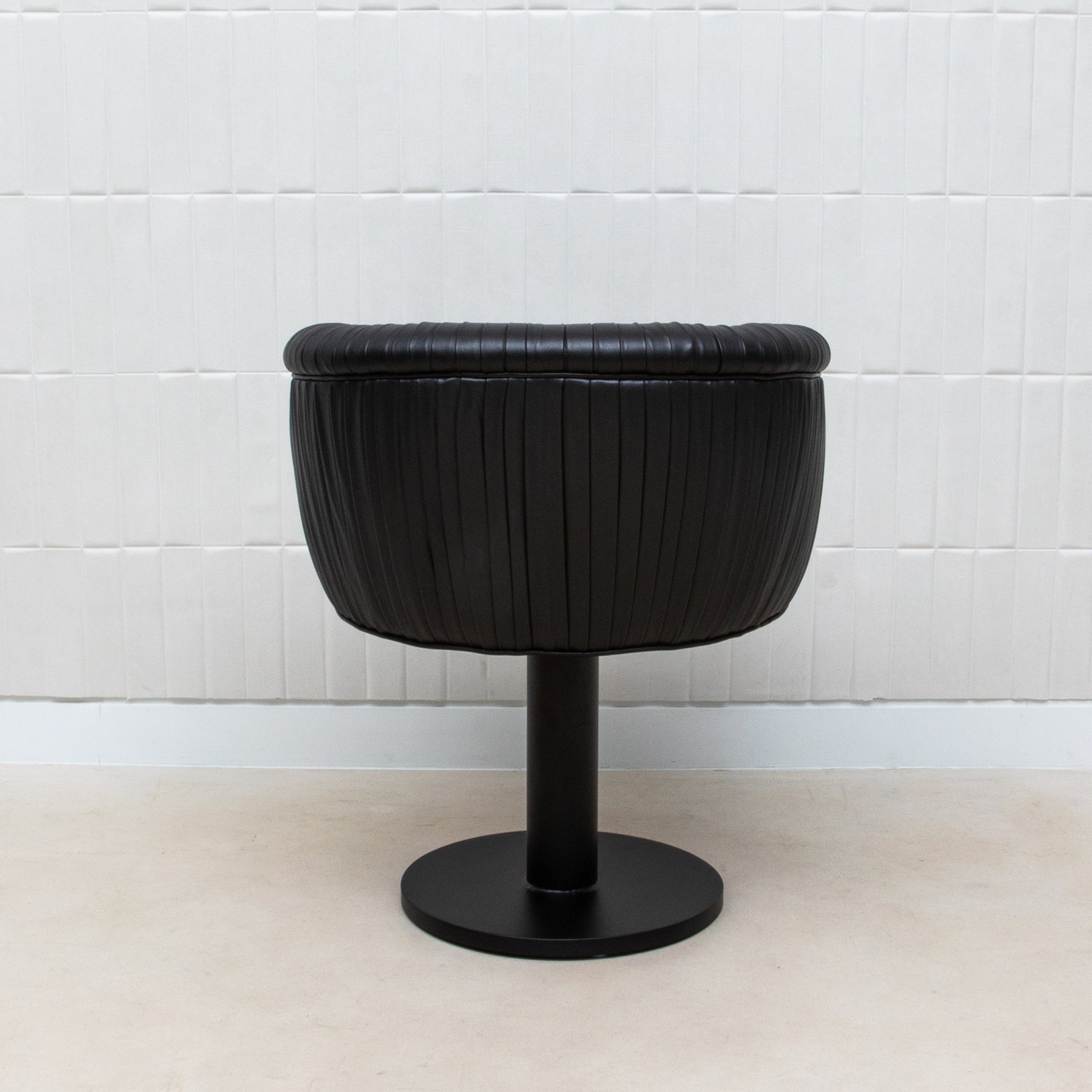 Black Leather Swivel Stool with Metal Base by MOGUL
