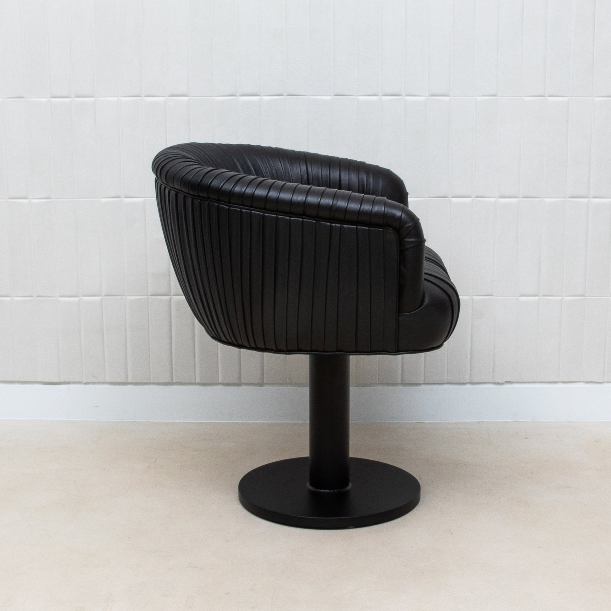 Black Leather Swivel Stool with Metal Base by MOGUL