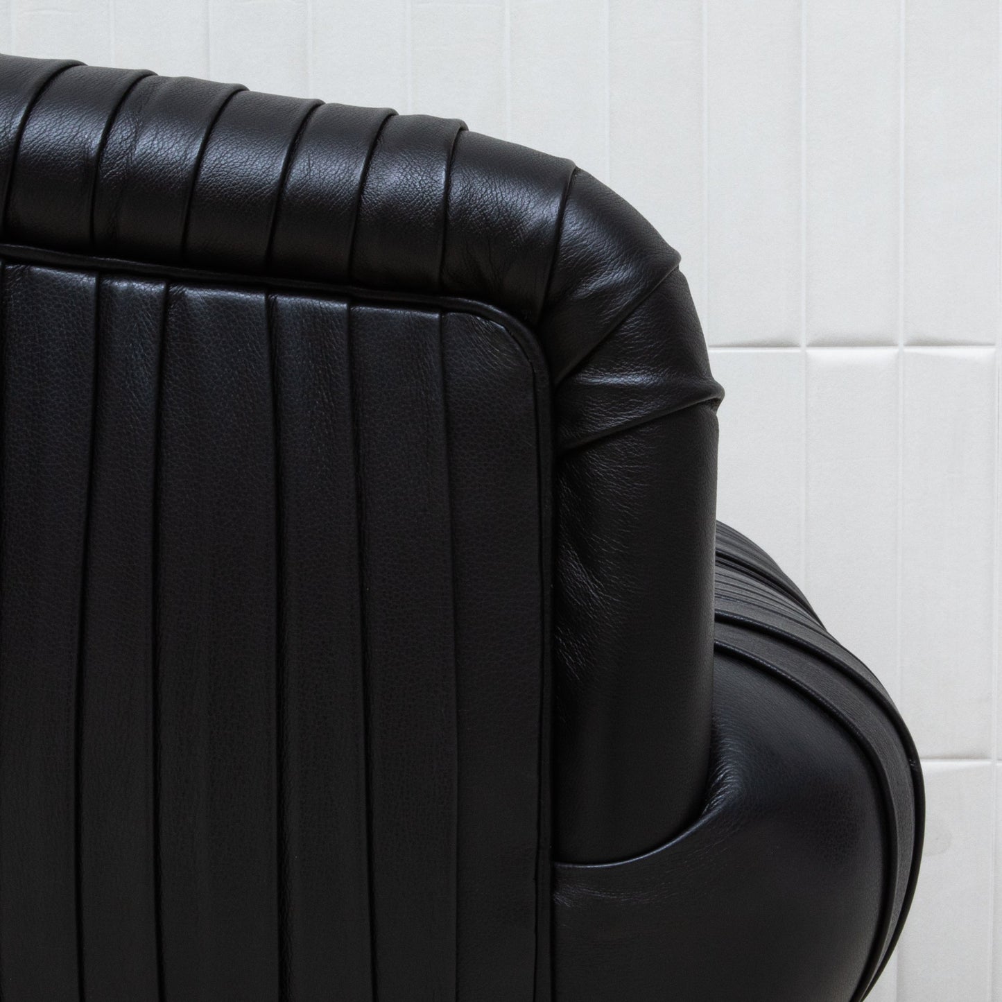 Black Leather Swivel Stool with Metal Base by MOGUL