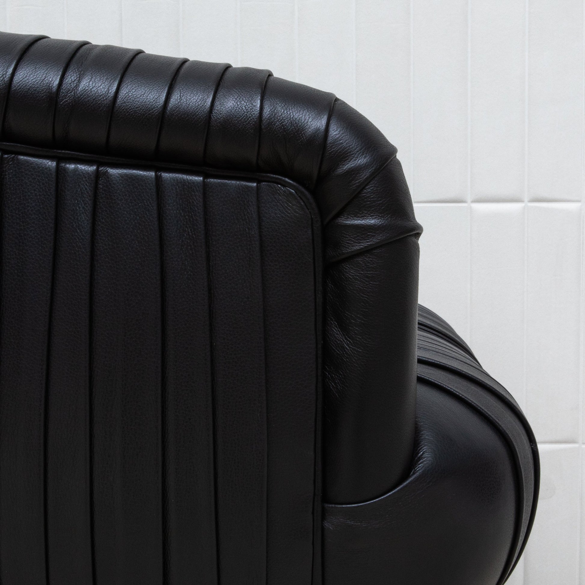 Black Leather Swivel Stool with Metal Base by MOGUL