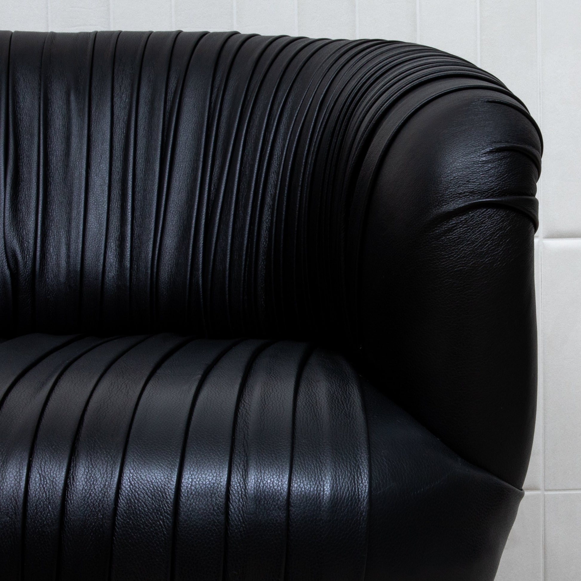 Black Leather Swivel Stool with Metal Base by MOGUL