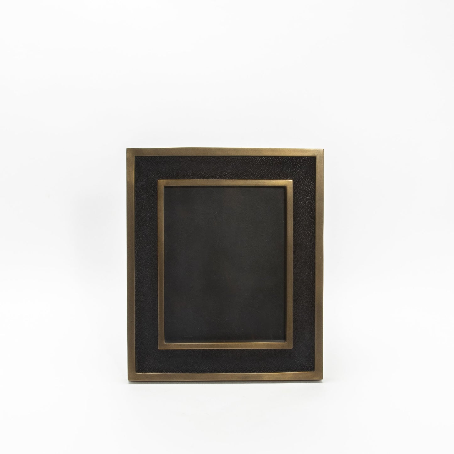 Picture Frame in Black Shagreen with Brass Details by KIFU Paris