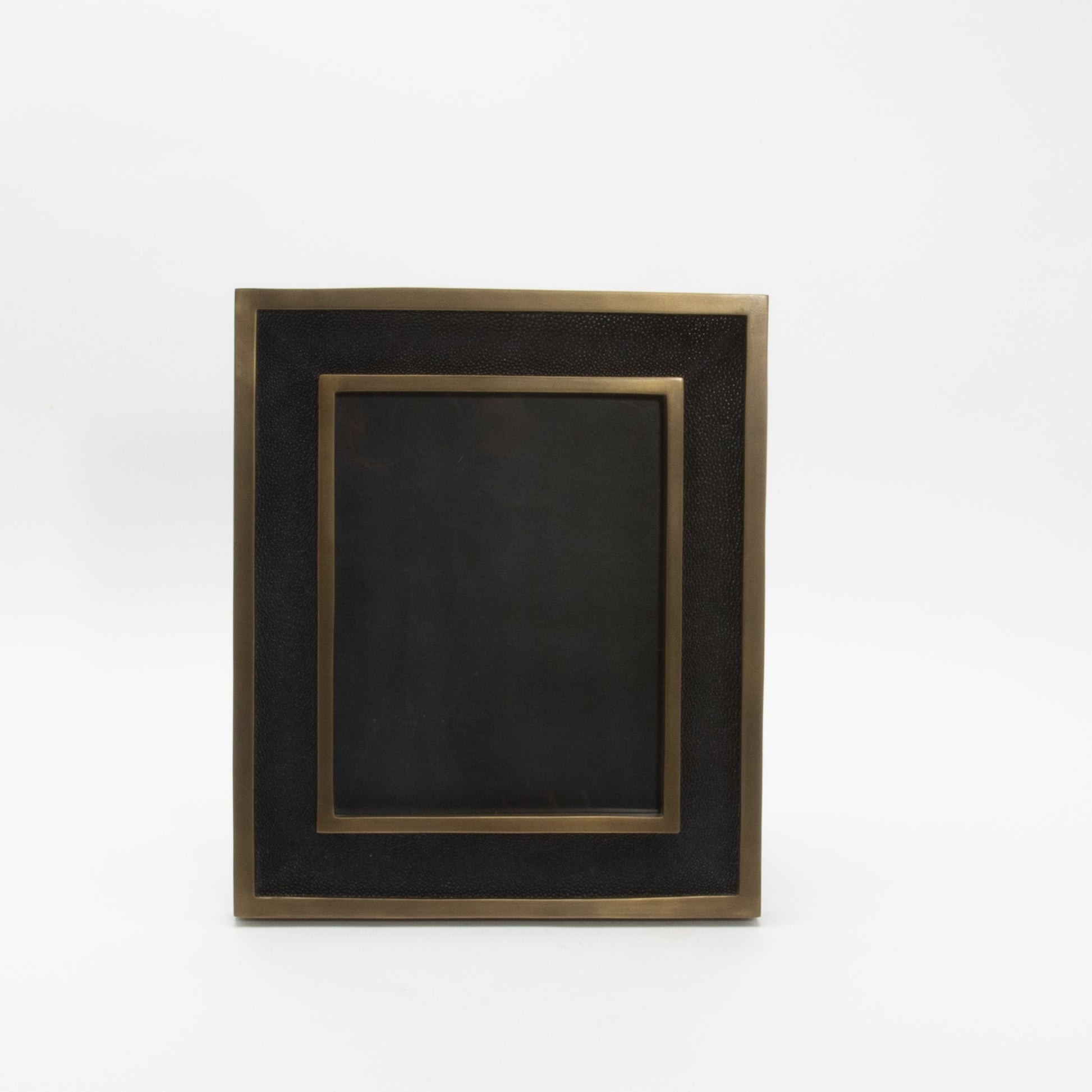 Picture Frame in Black Shagreen with Brass Details by KIFU Paris