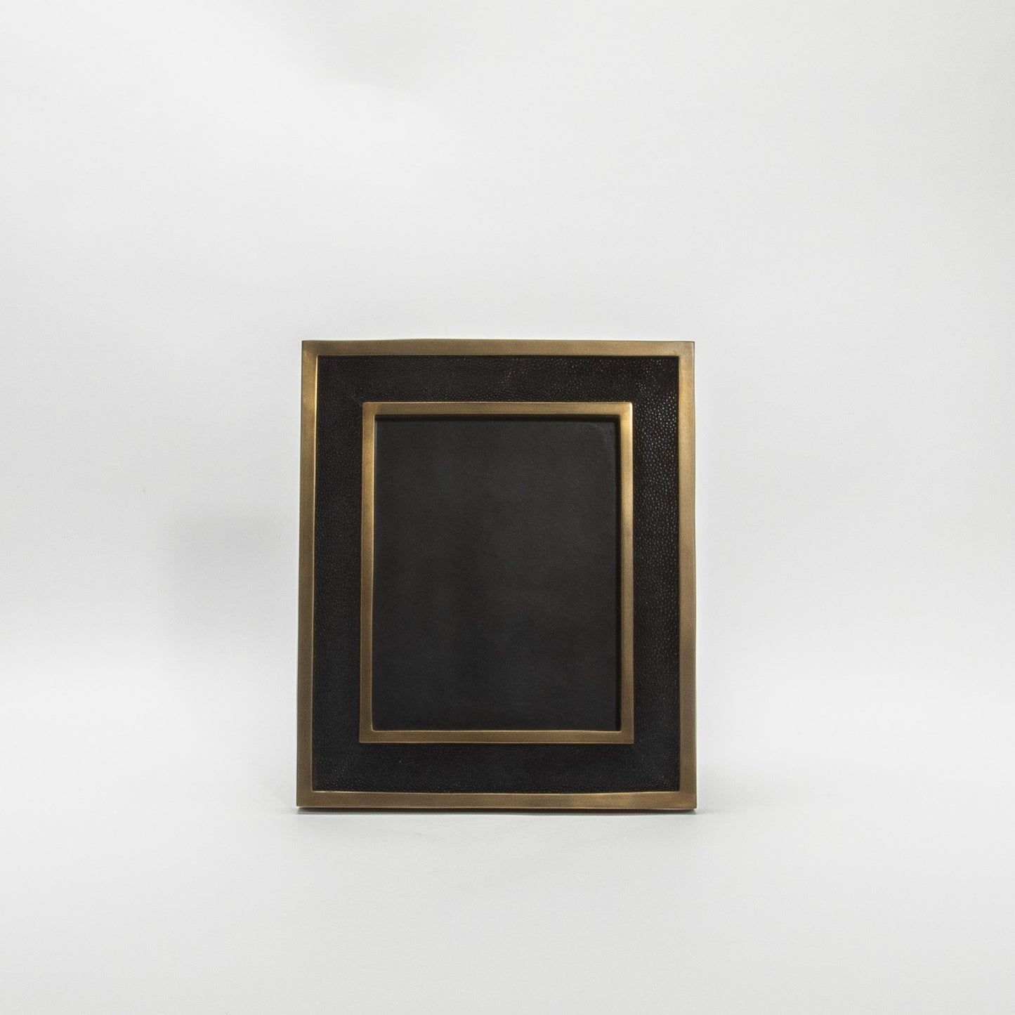 Picture Frame in Black Shagreen with Brass Details by KIFU Paris
